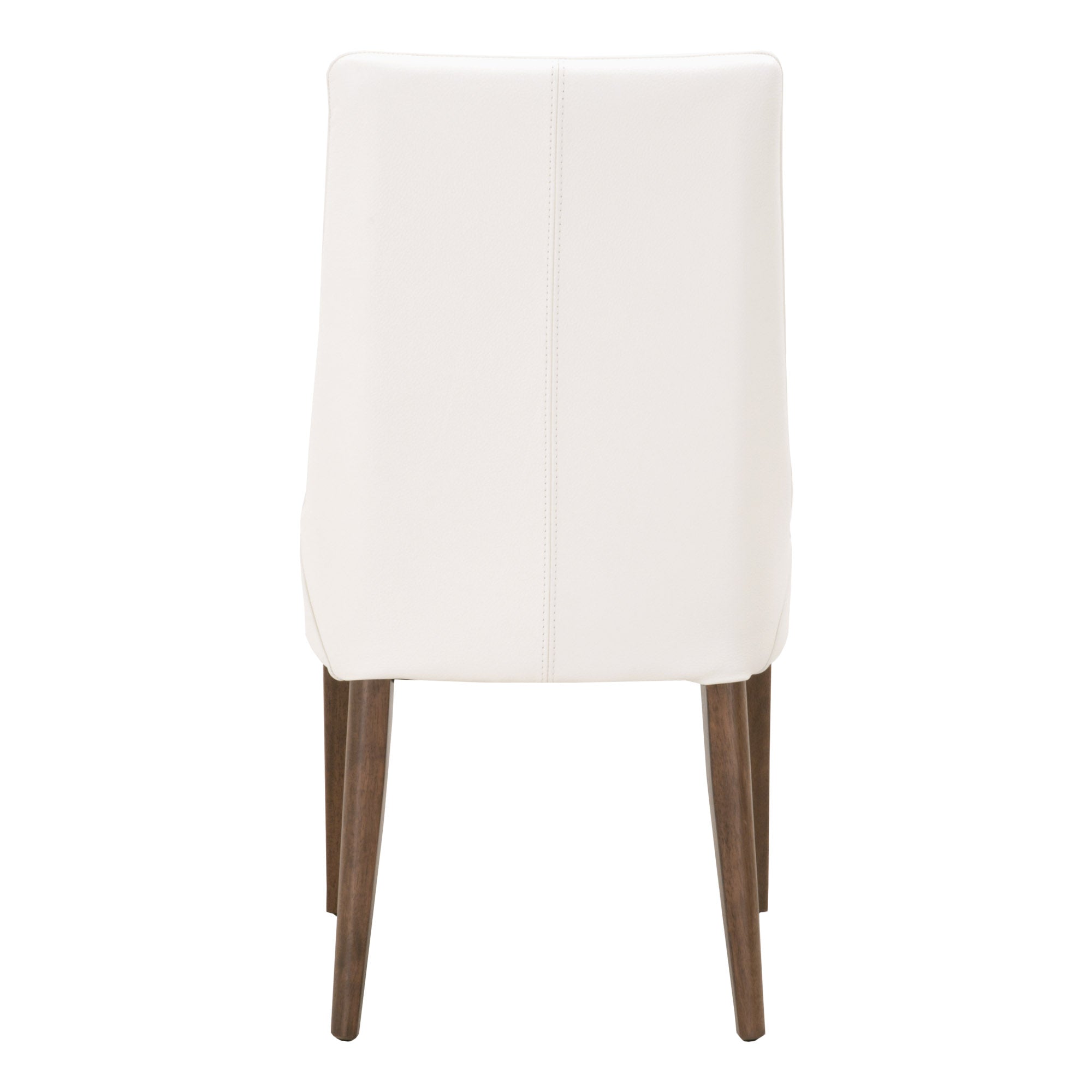 Aurora Dining Chair Set of 2 in white leather with dark wenge wood legs by Essentials for Living