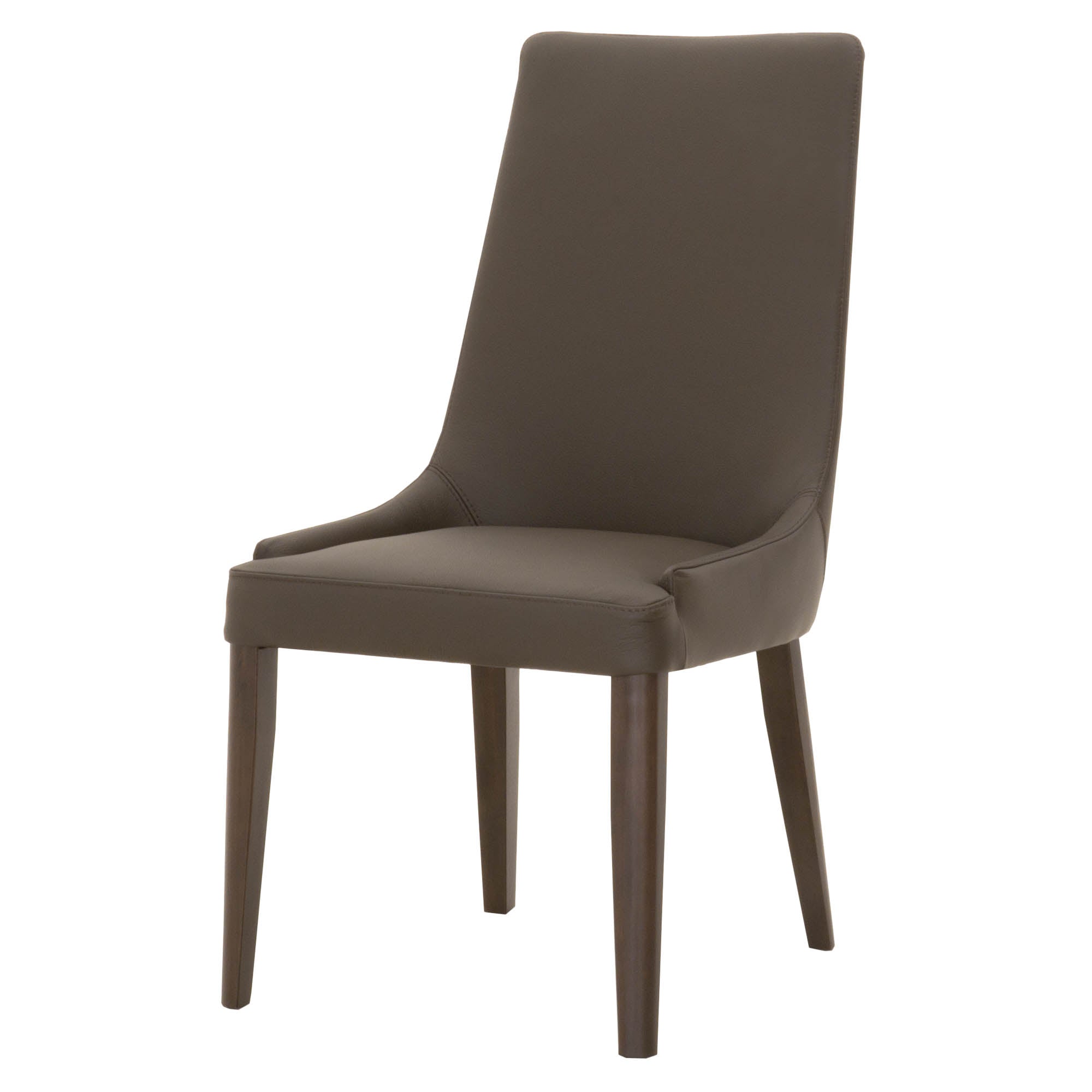 Aurora Dining Chair in dark umber leather with dark wenge legs, sculptural comfort, set of 2 by Essentials For Living