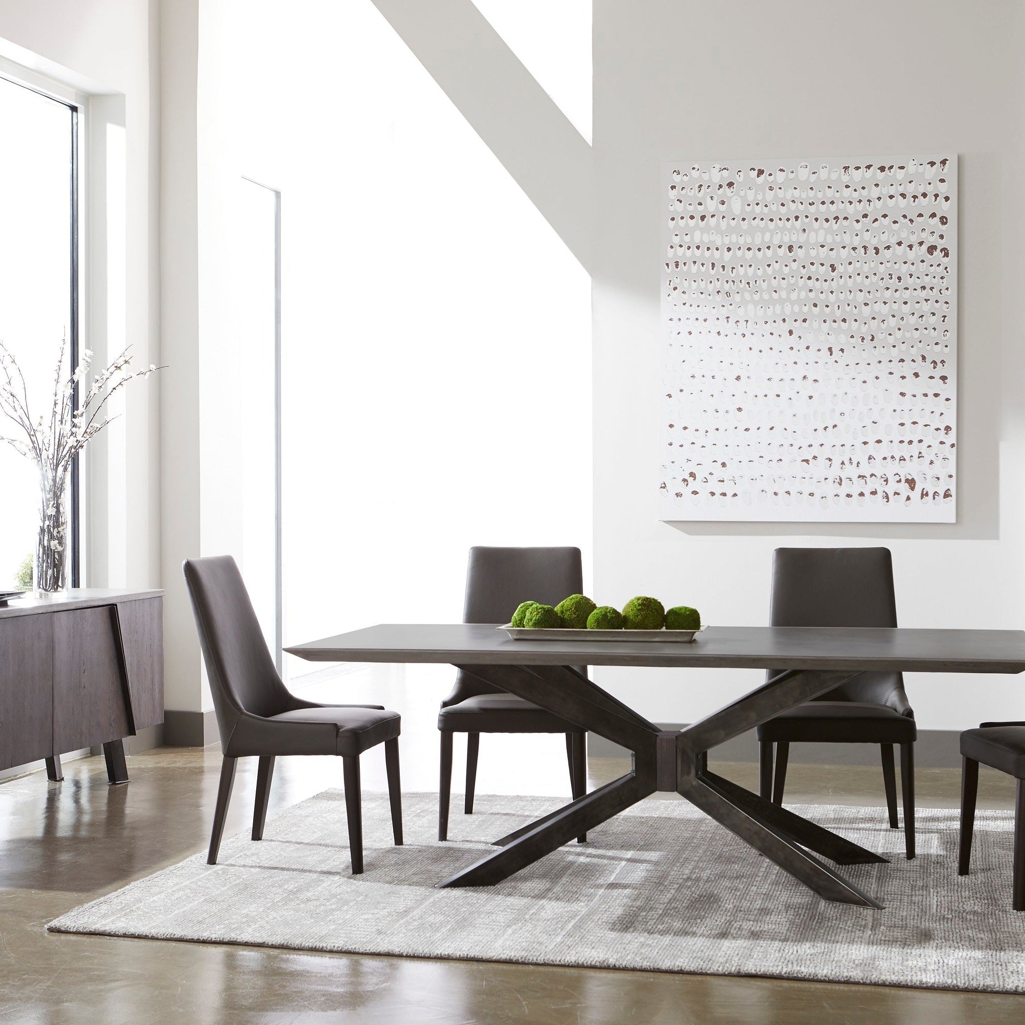 Aurora Dining Chair set of 2 in dark umber leather with dark wenge legs, modern dining seating by Essentials for Living
