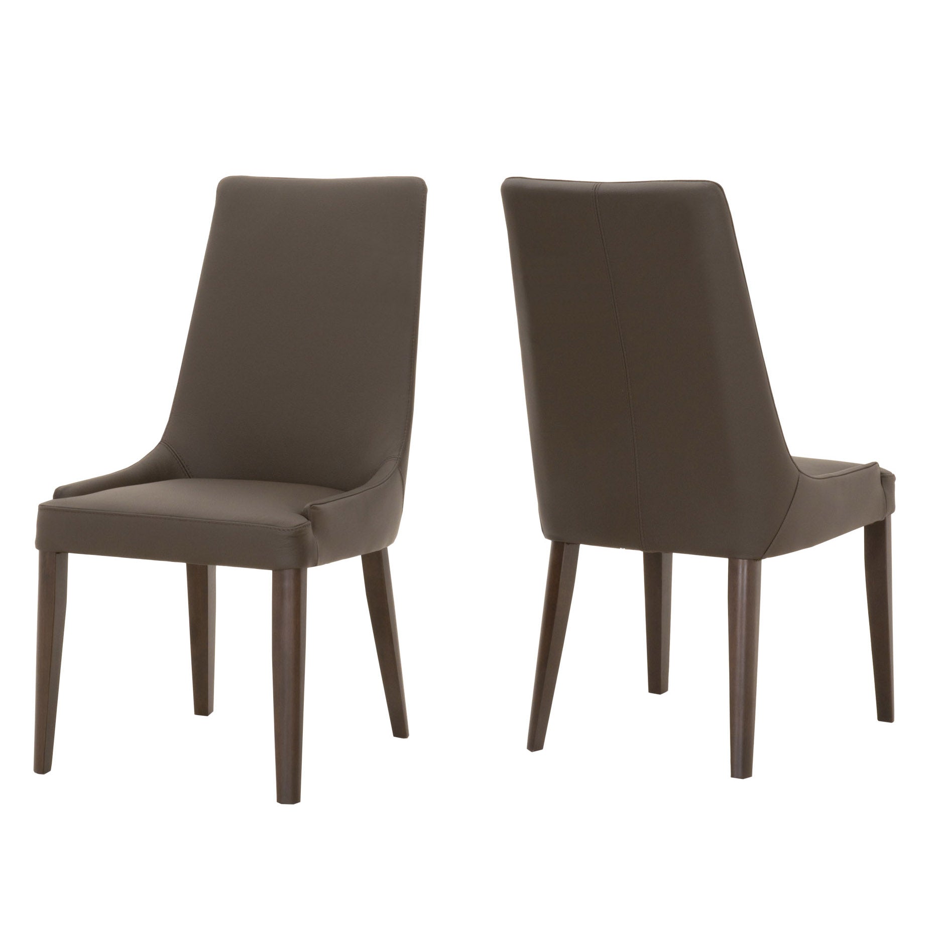Aurora Dining Chair set of 2 in dark umber leather with dark wenge wood legs by Essentials For Living