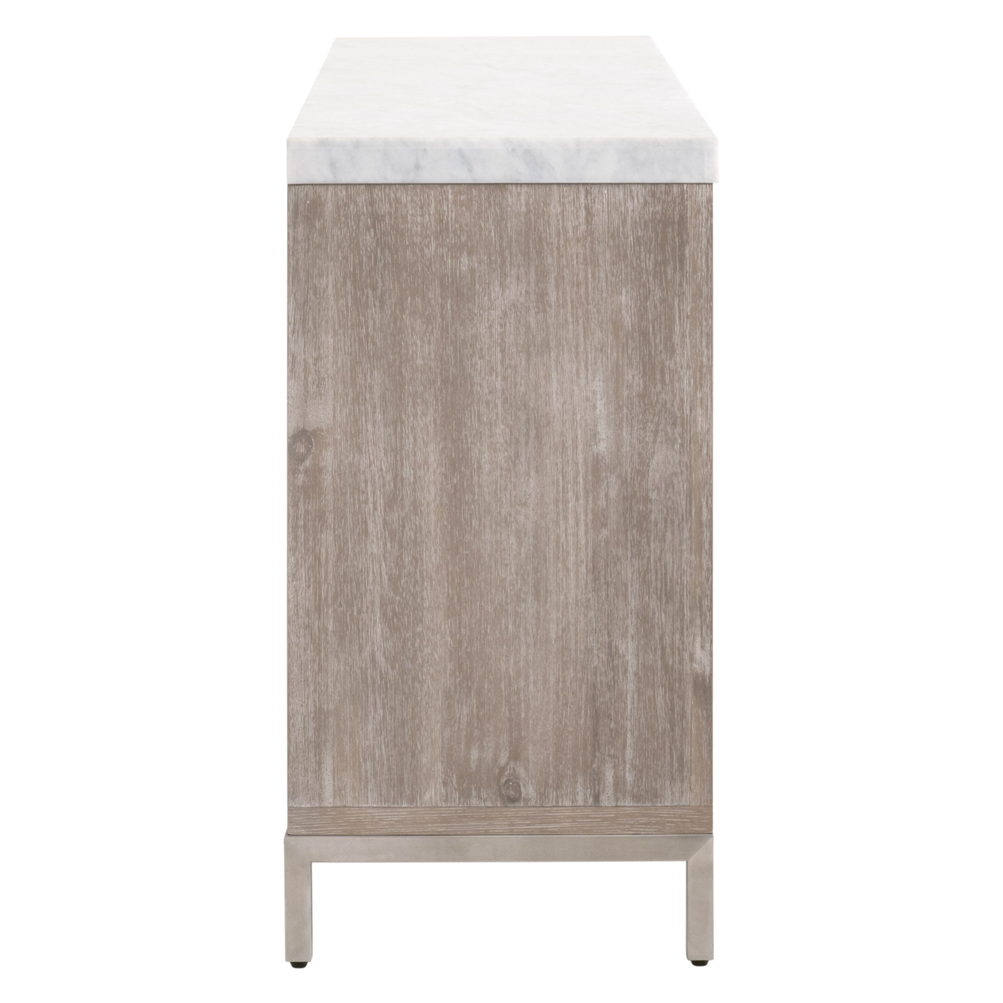 Side view of Azure Carrera 6-Drawer Double Dresser with Italian marble top in natural gray, Essentials for Living