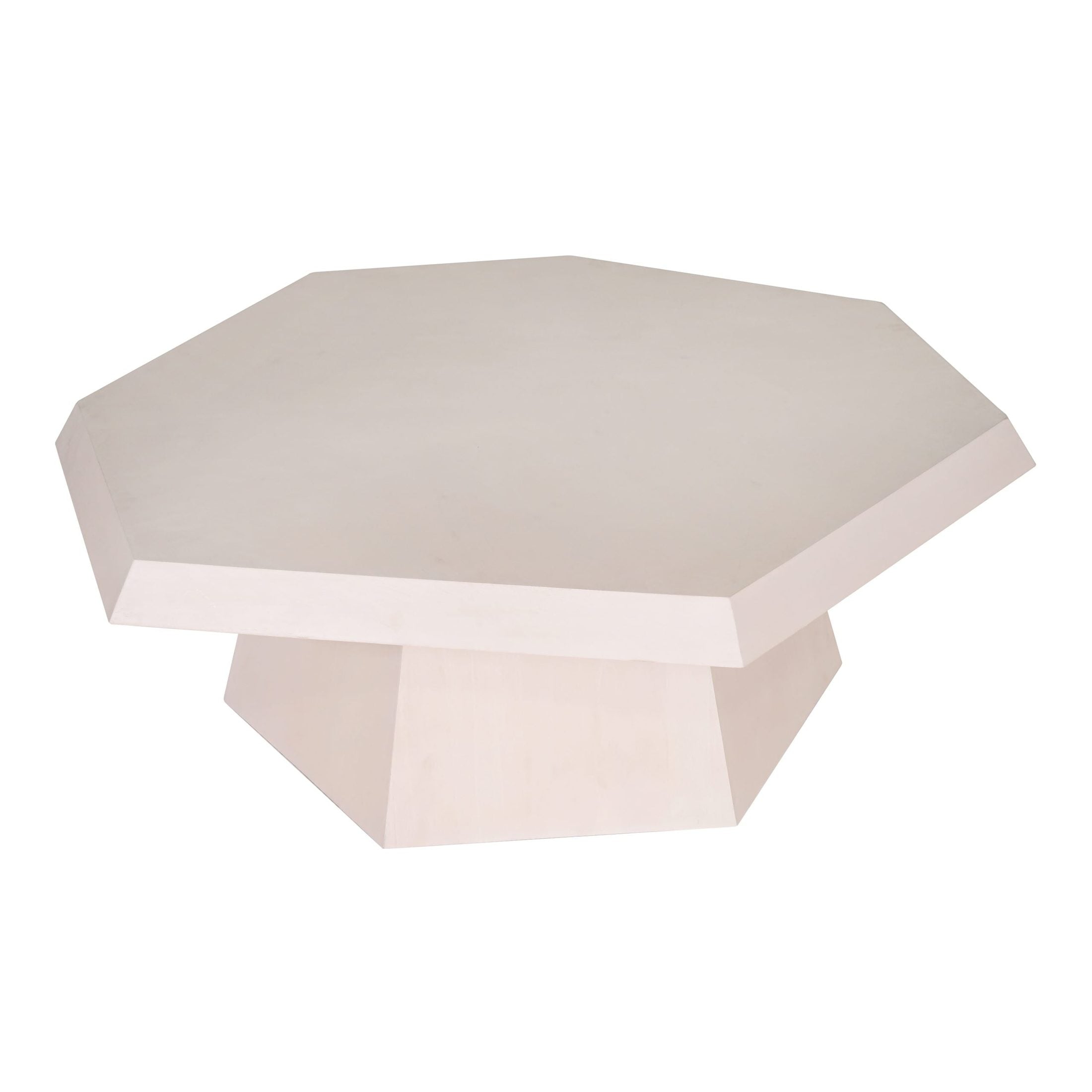 Whitewashed maple veneer Benton Coffee Table with hexagonal top and sculptural base by GO HOME