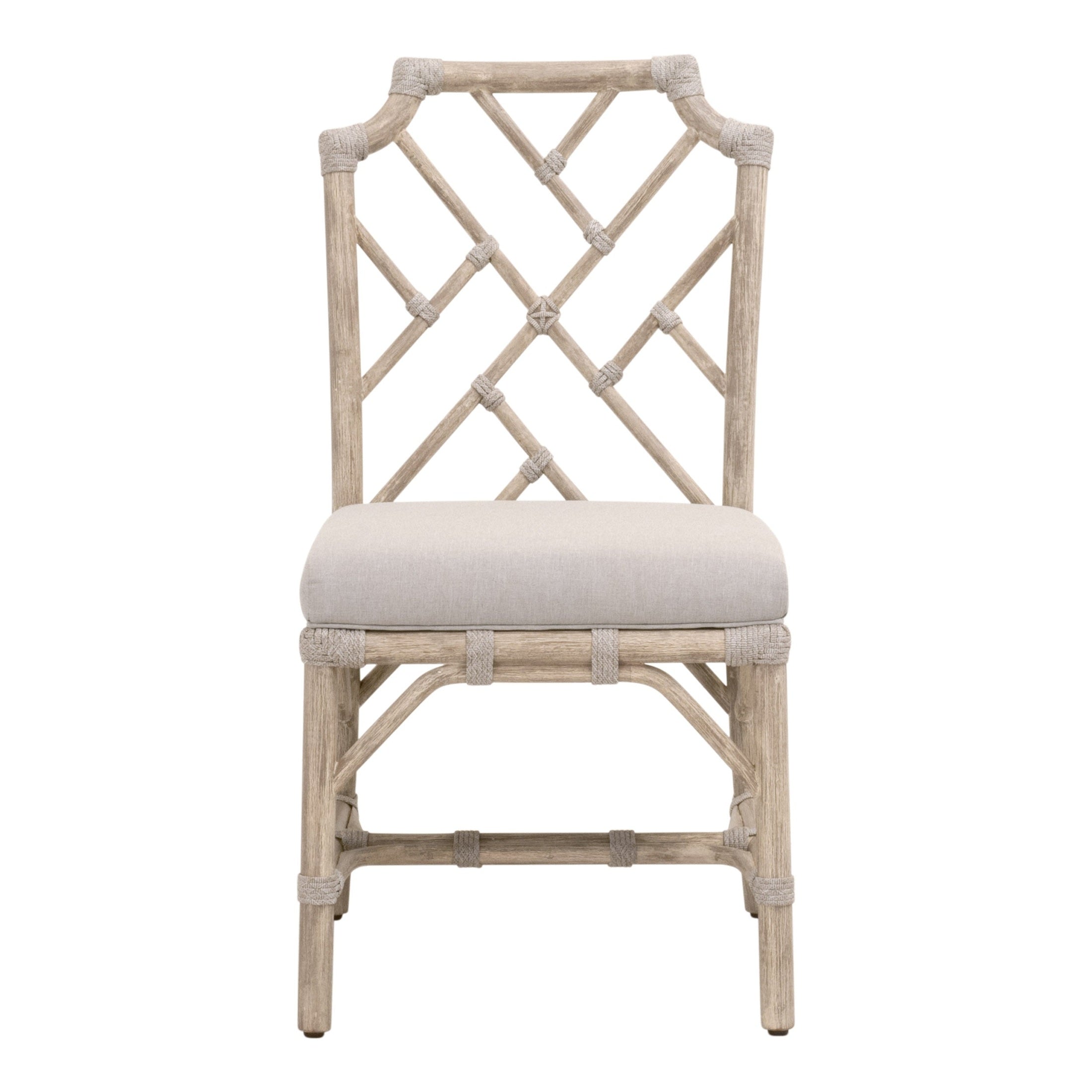 Bayview Dining Chair with taupe cushion and natural mahogany frame by Essentials for Living