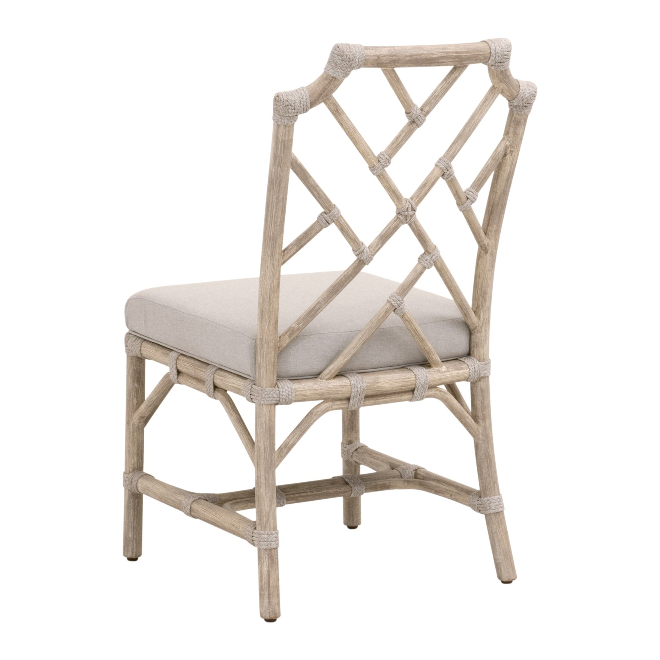Bayview Dining Chair with taupe cushion and natural mahogany frame by Essentials For Living