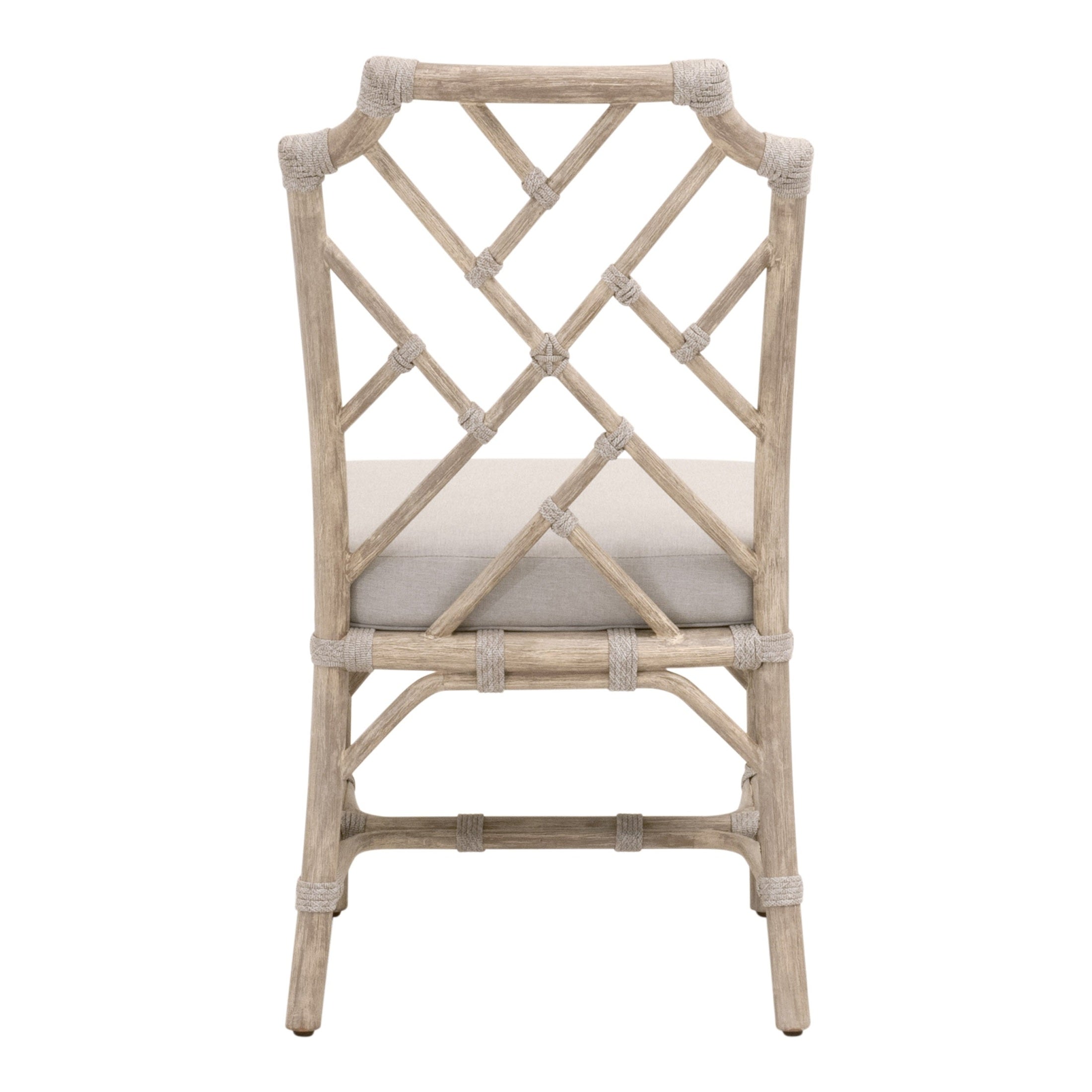 Bayview Dining Chair set of 2 with taupe white rope back and cushion seat by Essentials for Living