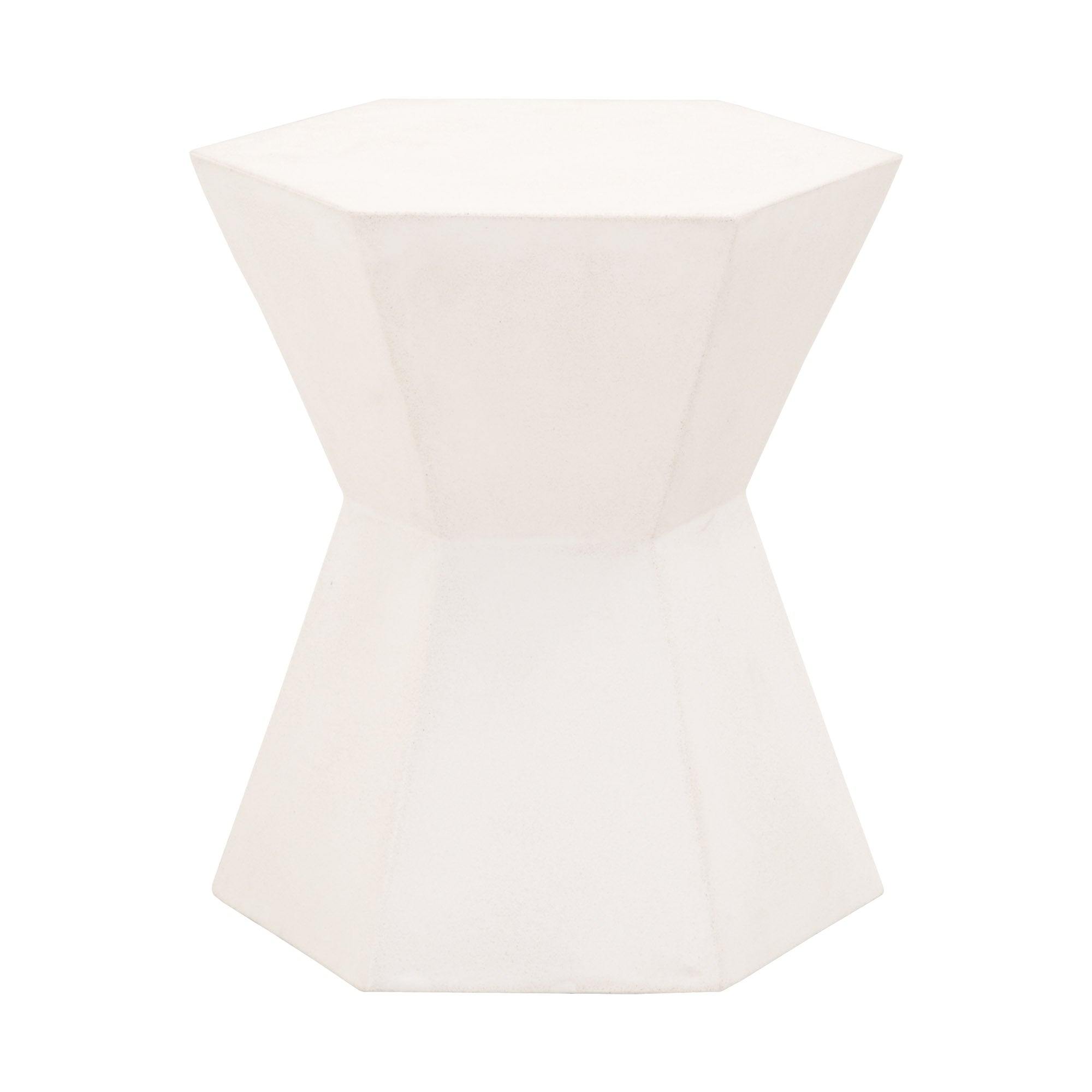 Bento Accent Table in white with angular edges and hourglass shape by Essentials for Living
