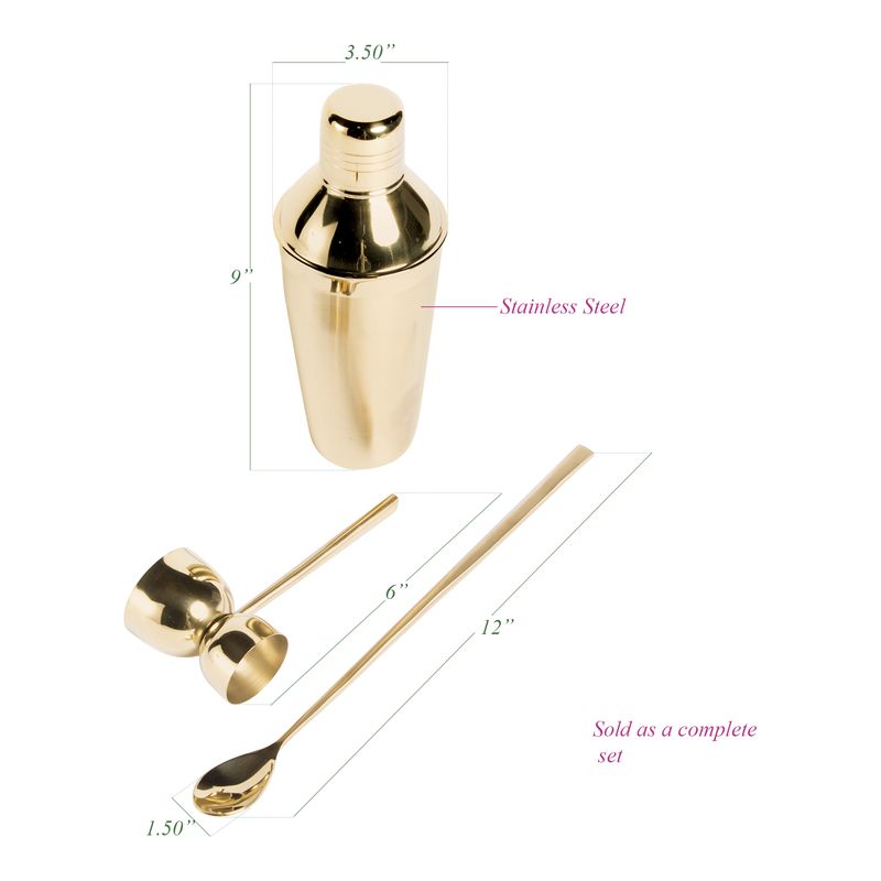 Three Pieces of Bond Bar Tool Set Finish in Gold