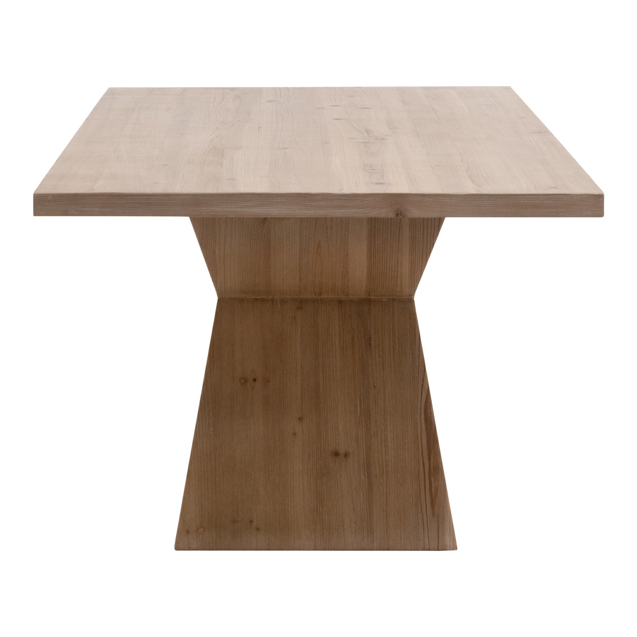 Bridge Dining Table with angular pedestal base in reclaimed pine wood by Essentials for Living