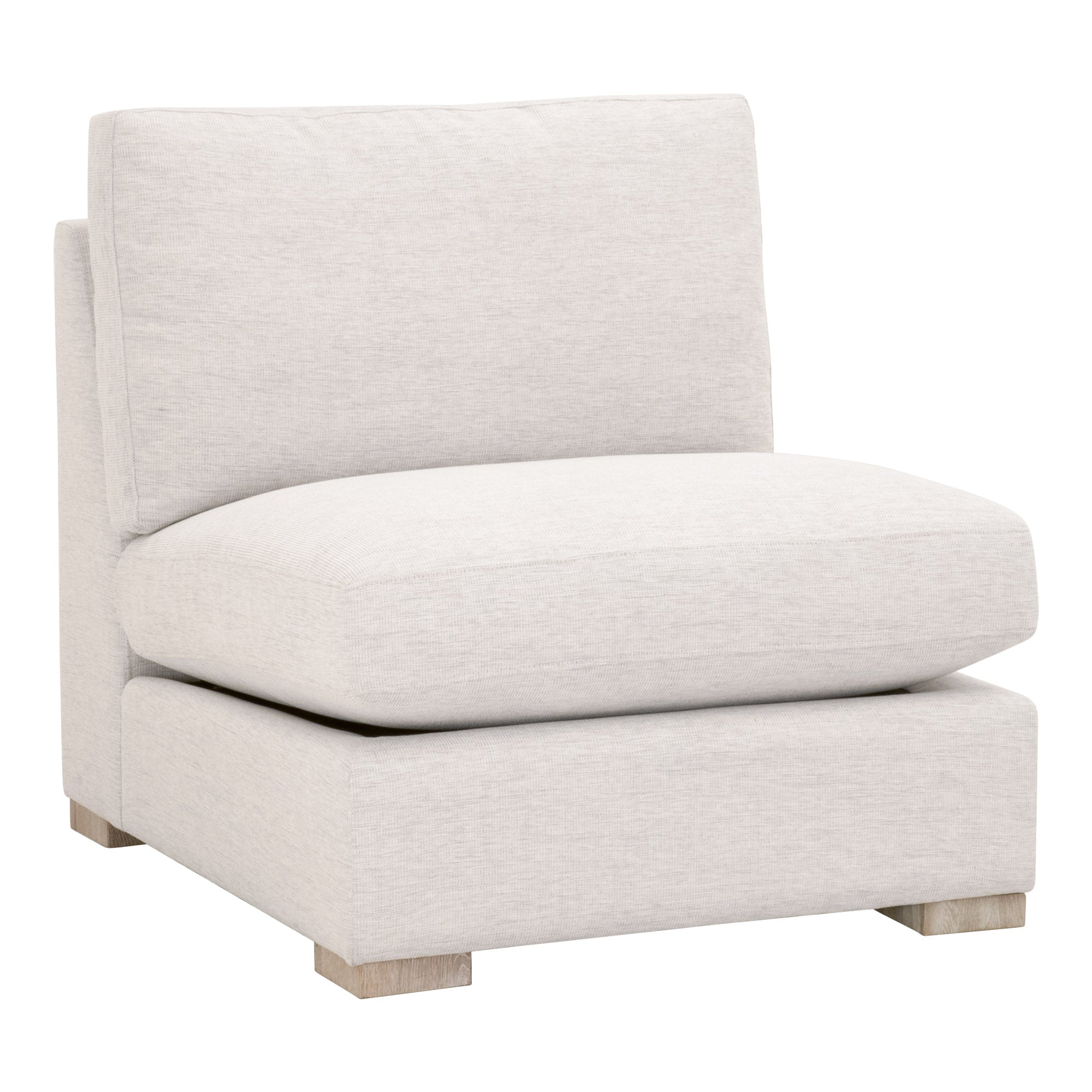 Essentials For Living Clara Modular 1-Seat Armless Chair in light gray and white performance fabric