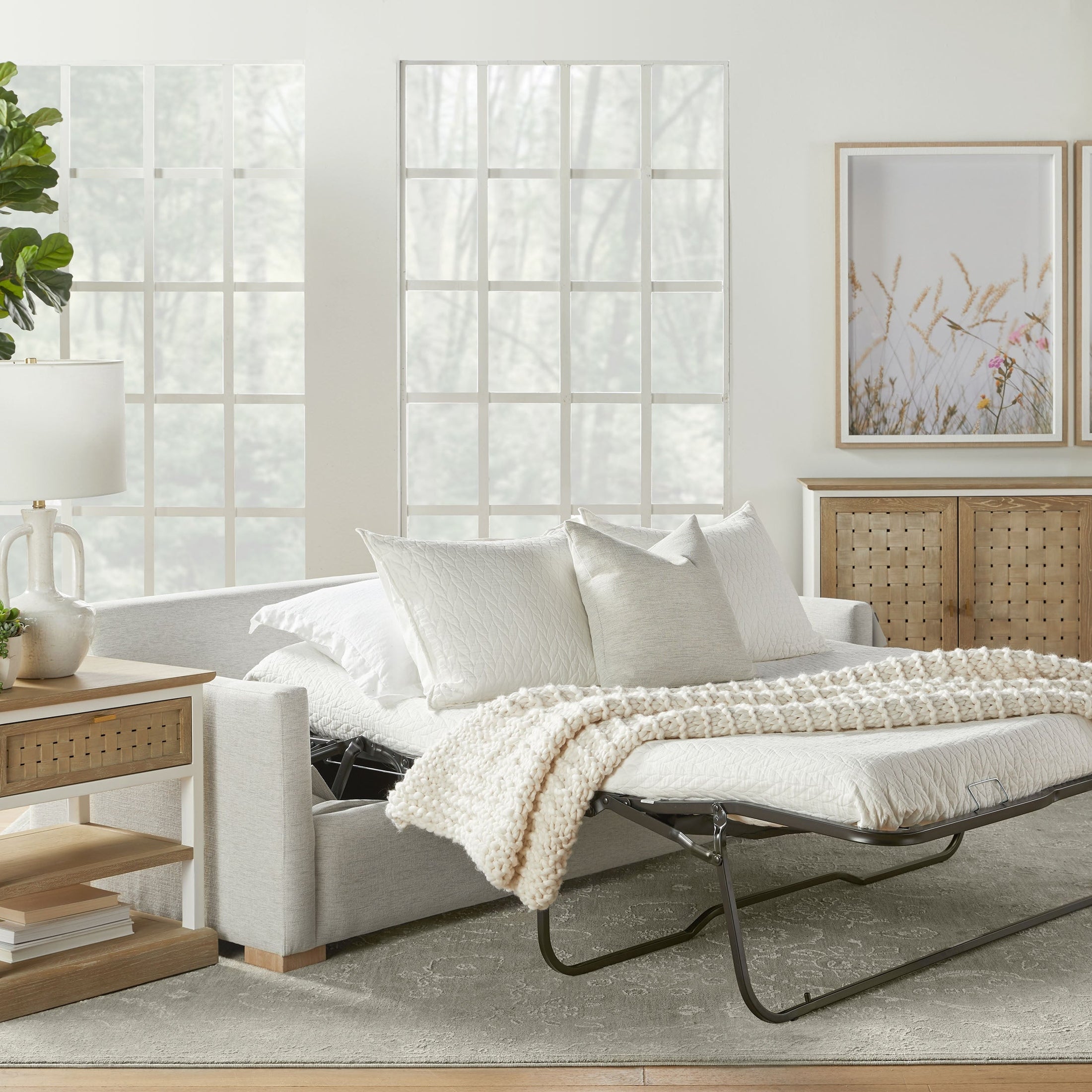 Clara 86" Slim Arm Queen Sleeper Sofa