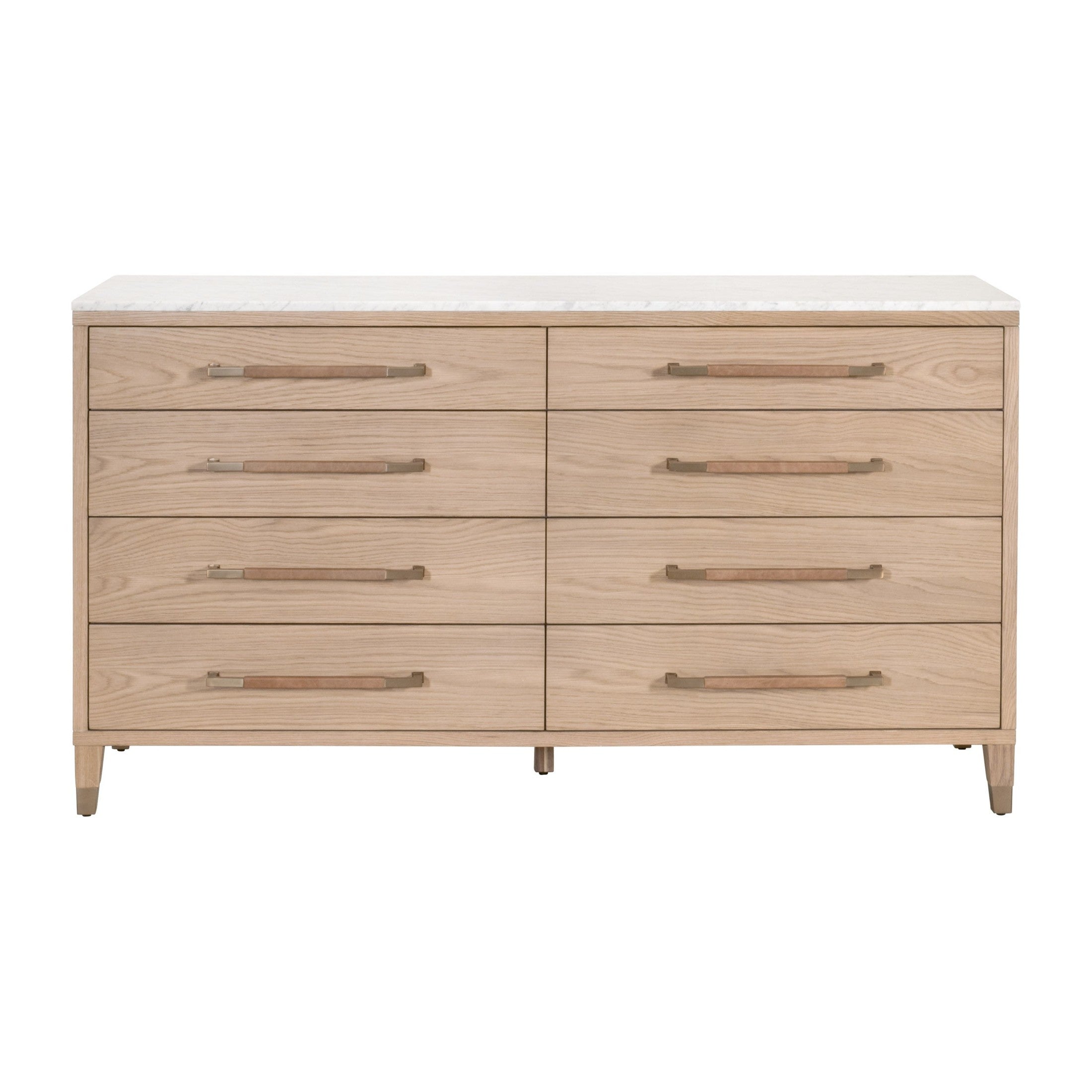 Cambria 8-Drawer Double Dresser with marble top and aged brass pulls by Essentials for Living