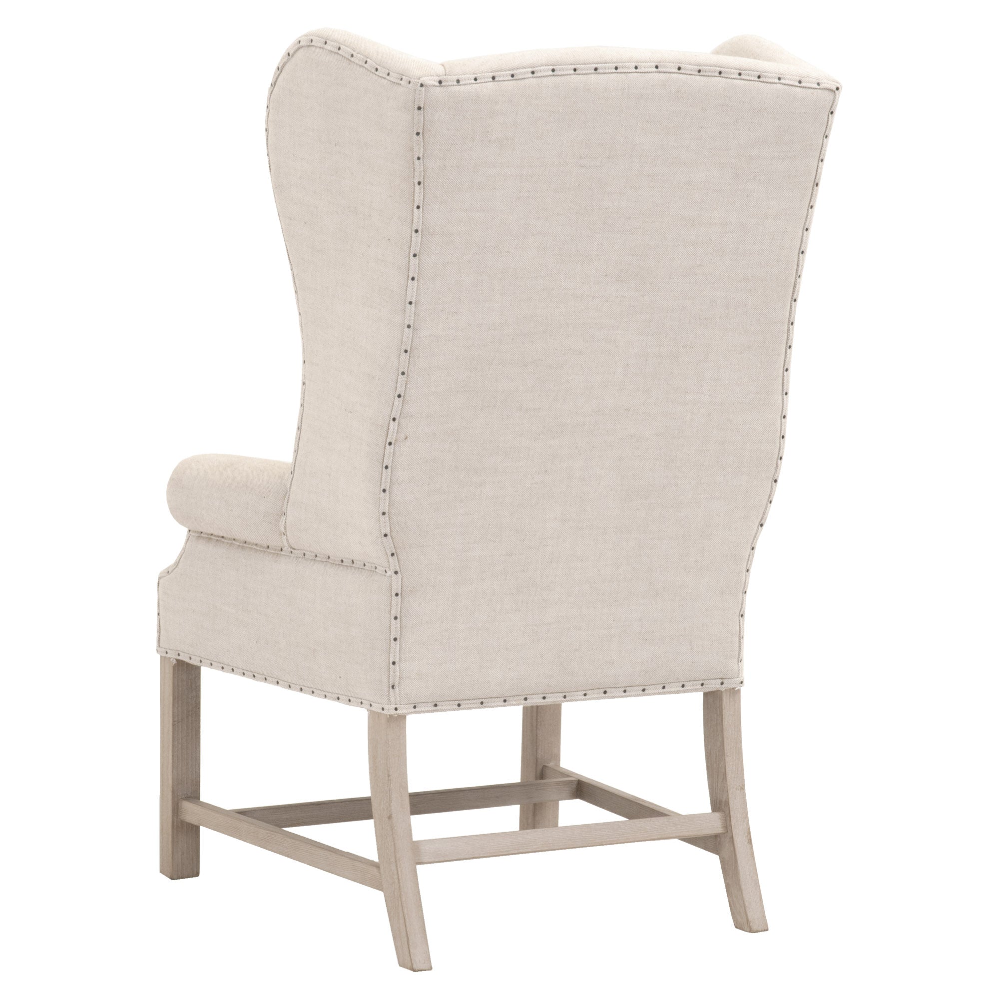Chateau Arm Chair by Essentials for Living with bisque linen upholstery and solid ash wood frame in natural gray finish.
