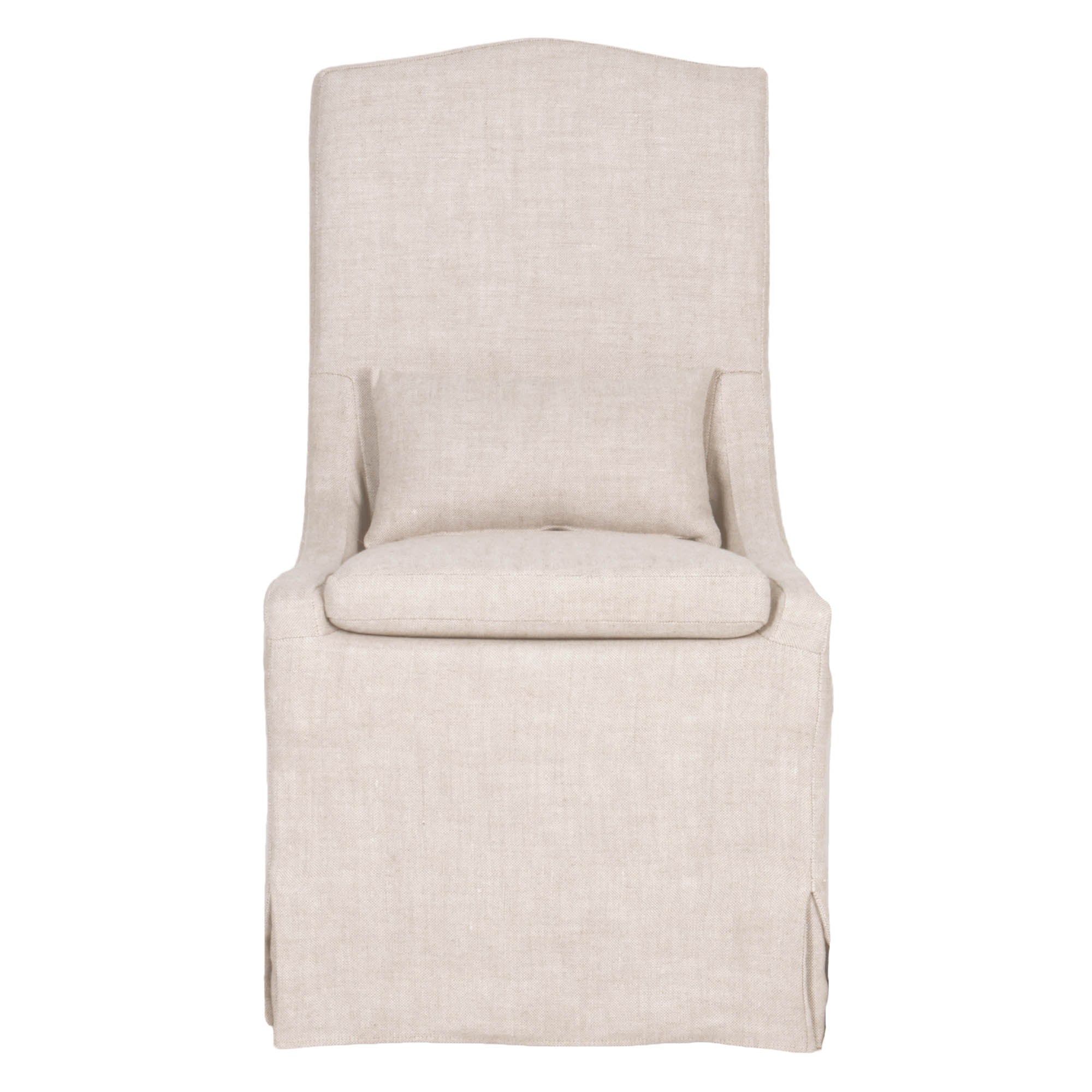Essentials for Living Colette Slipcover Dining Chair in creamy bisque performance linen with removable cushion and pillow
