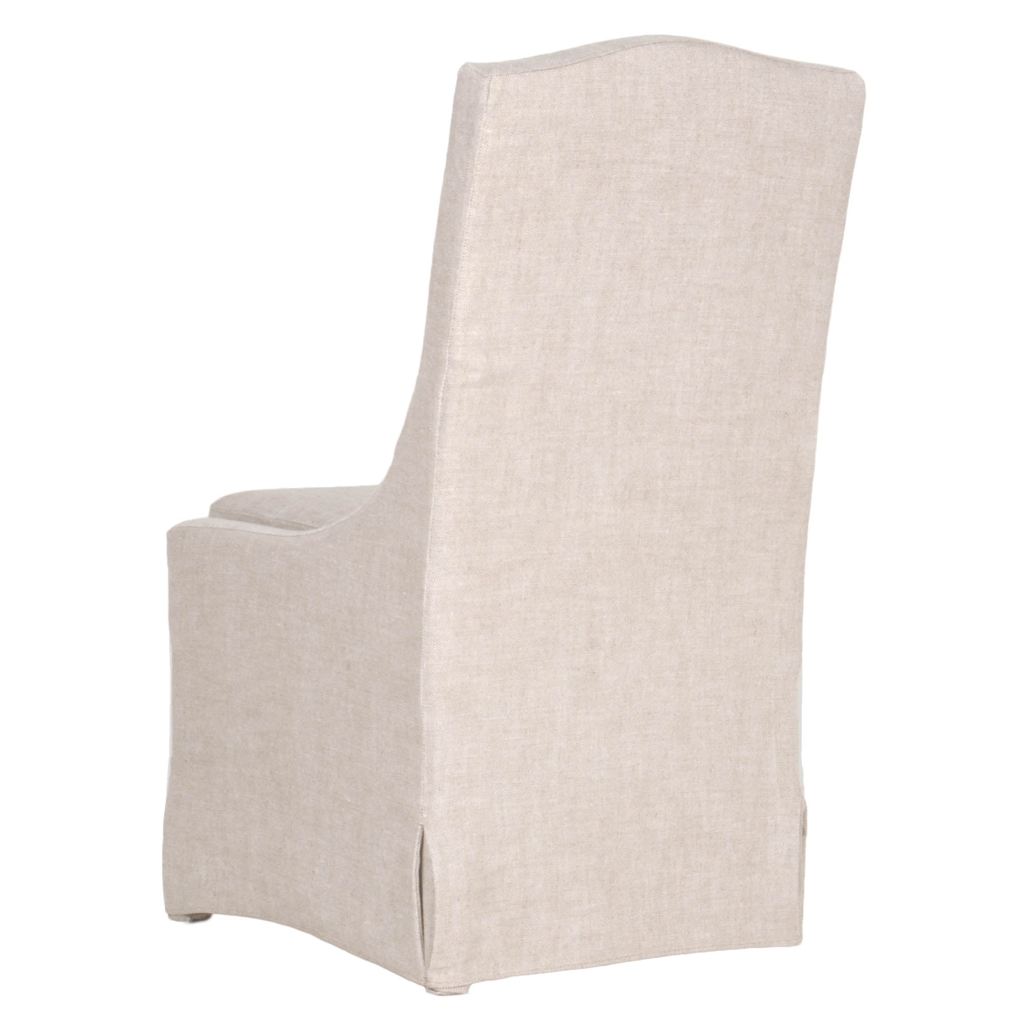 Essentials for Living Colette slipcover dining chair in creamy bisque French linen with skirted base and arched back