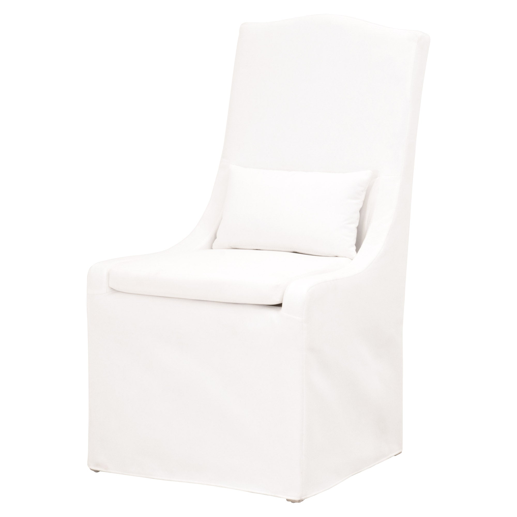 Essentials for Living Colette Slipcover Dining Chair in creamy bisque linen with removable cushion and lumbar pillow