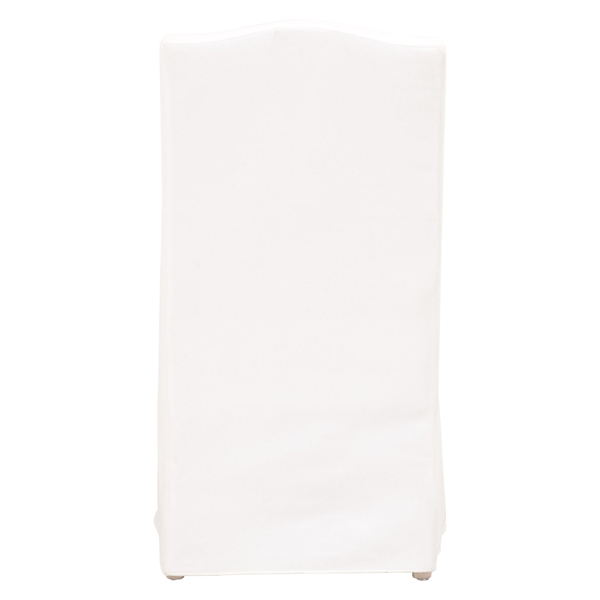 Essentials for Living Colette Dining Chair slipcovered in creamy bisque French linen with skirted base and arched back