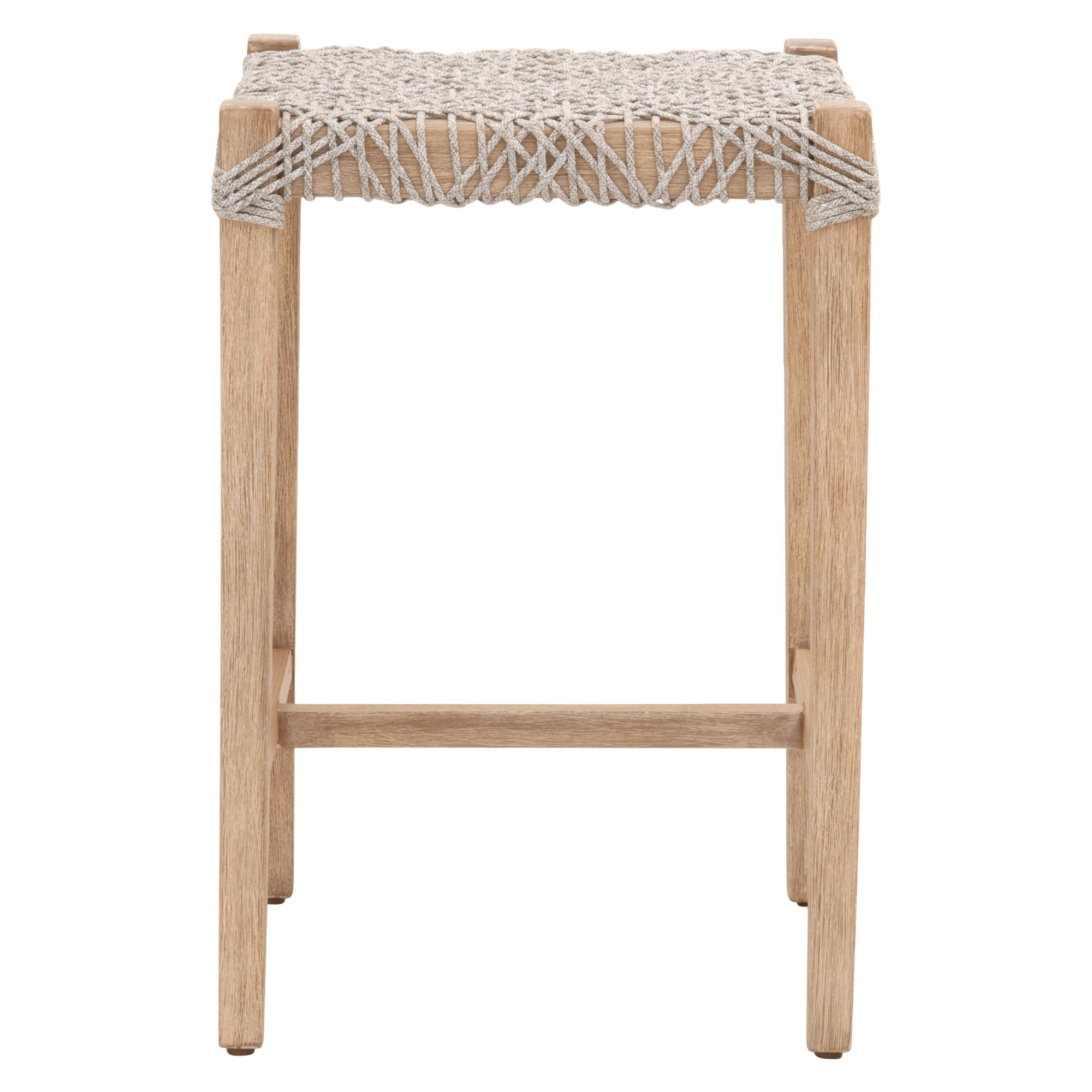 Essentials For Living Costa backless counter stool with woven taupe seat and natural gray wood frame