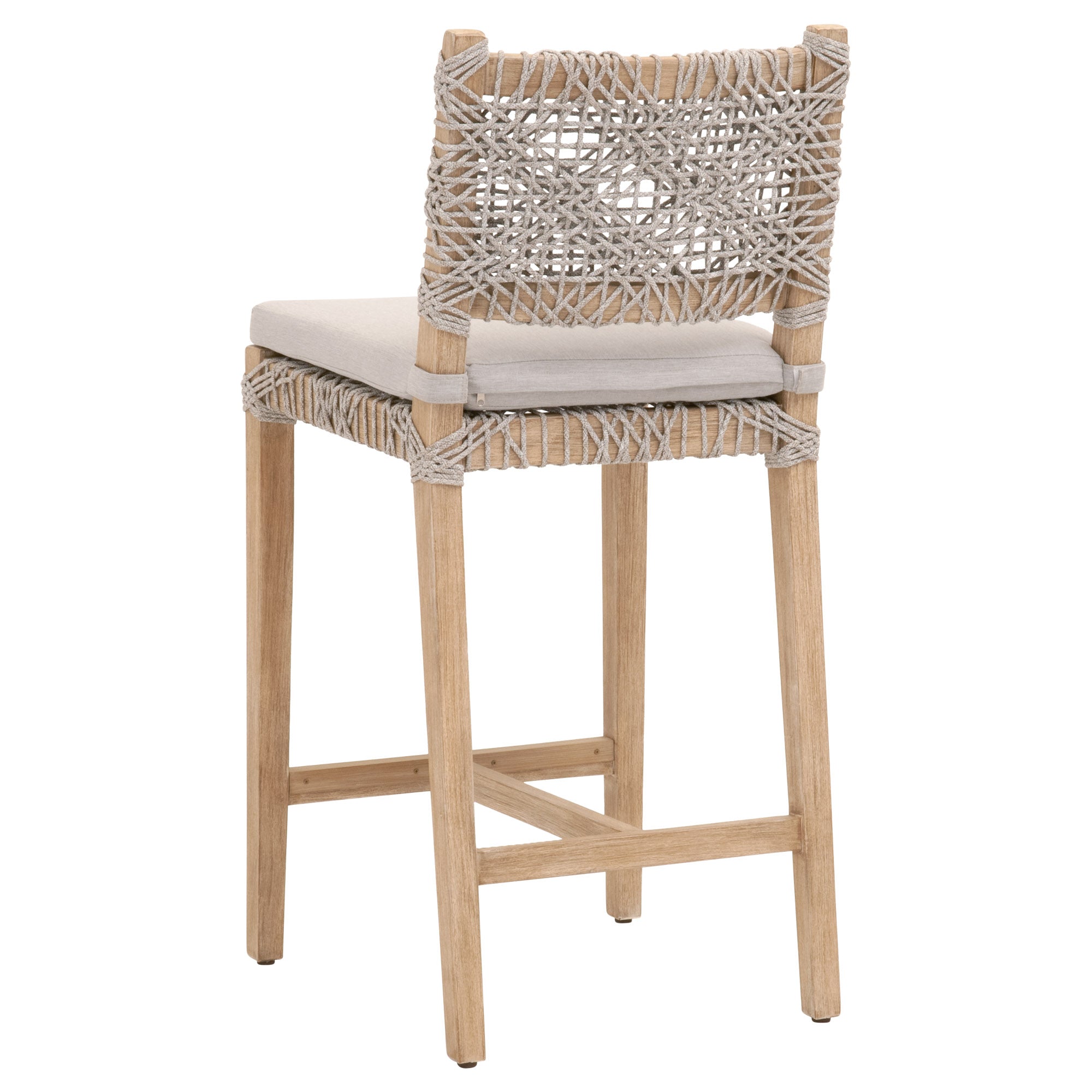 Essentials for Living Costa Counter Stool with woven white taupe polypropylene seat and natural wood frame