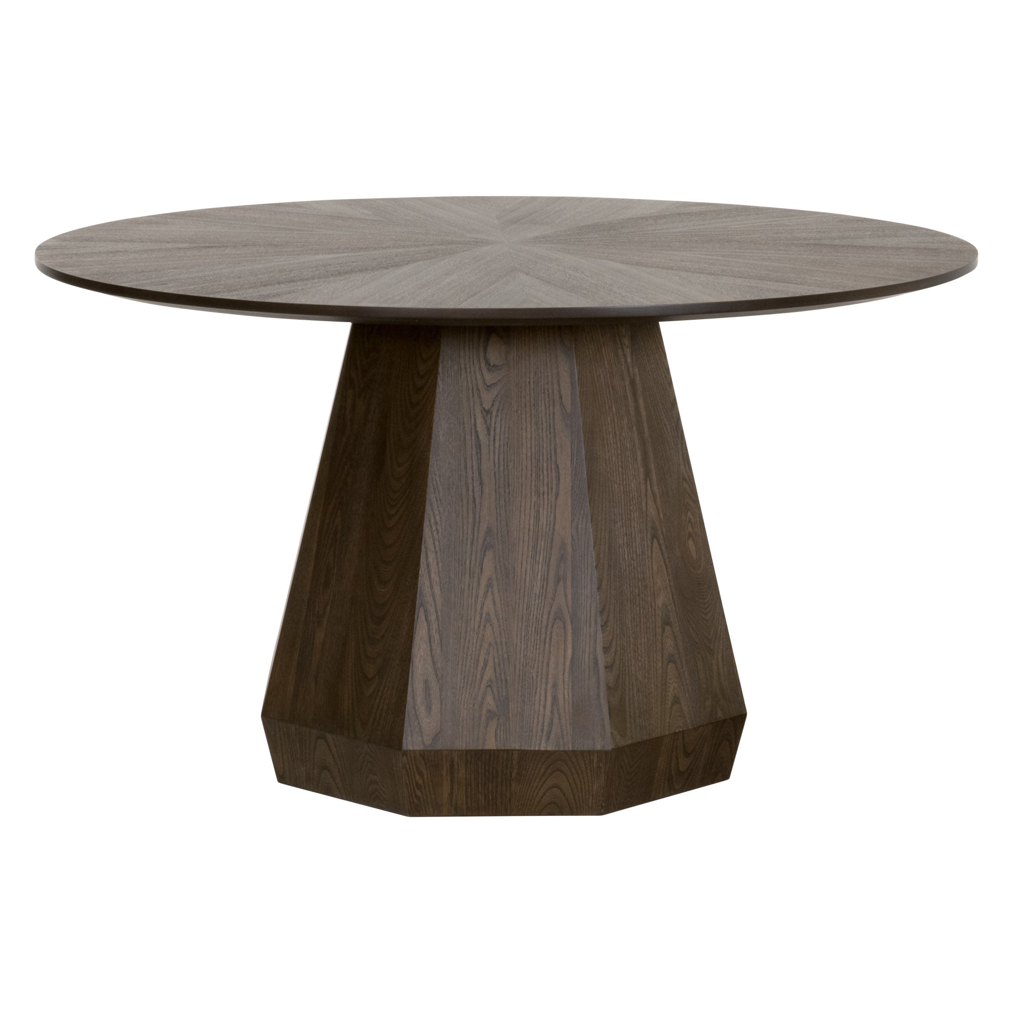Essentials For Living Coulter 54 round dining table with natural wood grain and octagon pedestal base seating four.