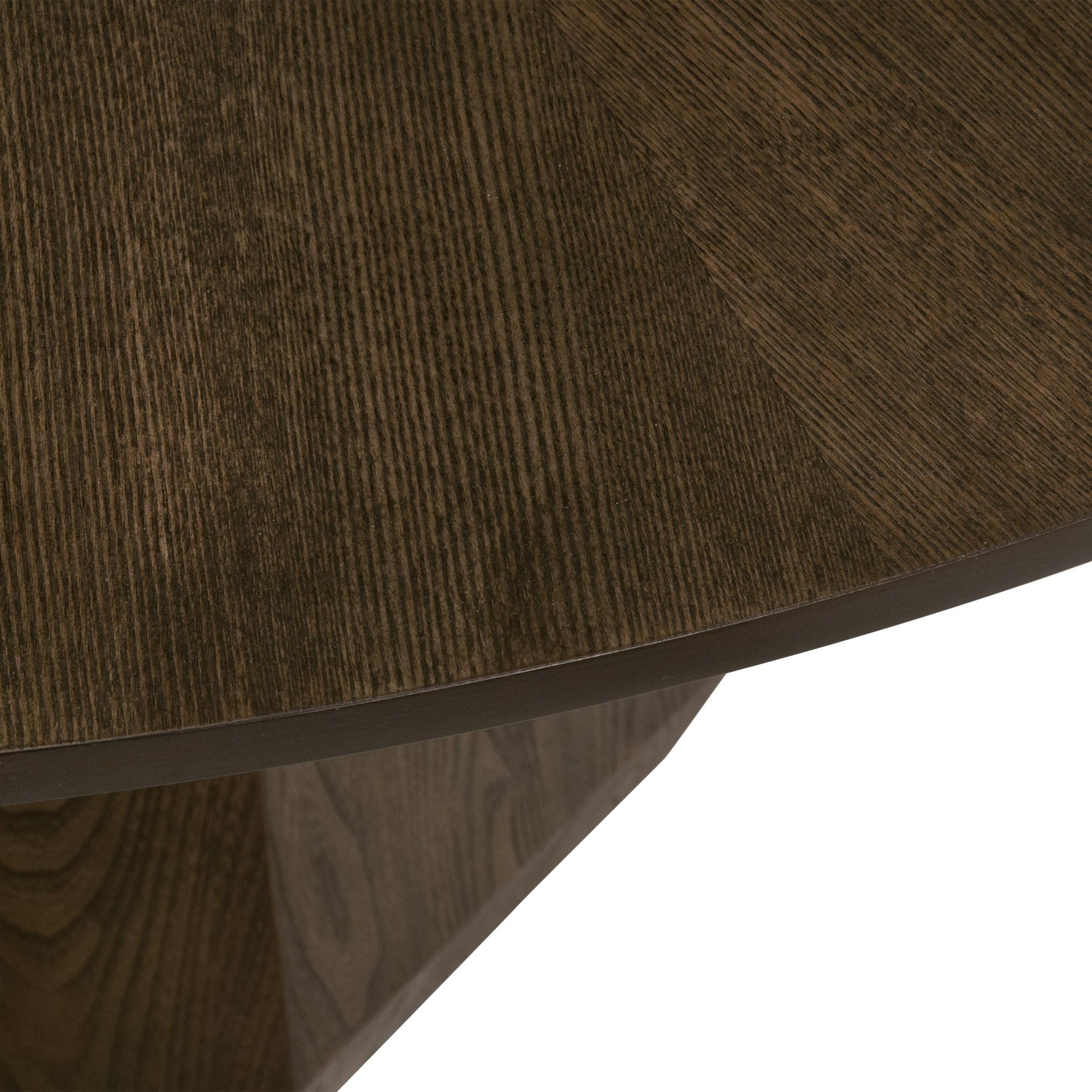 Close-up of the natural wood grain and starburst pattern on the Essentials for Living Coulter 54" round table top
