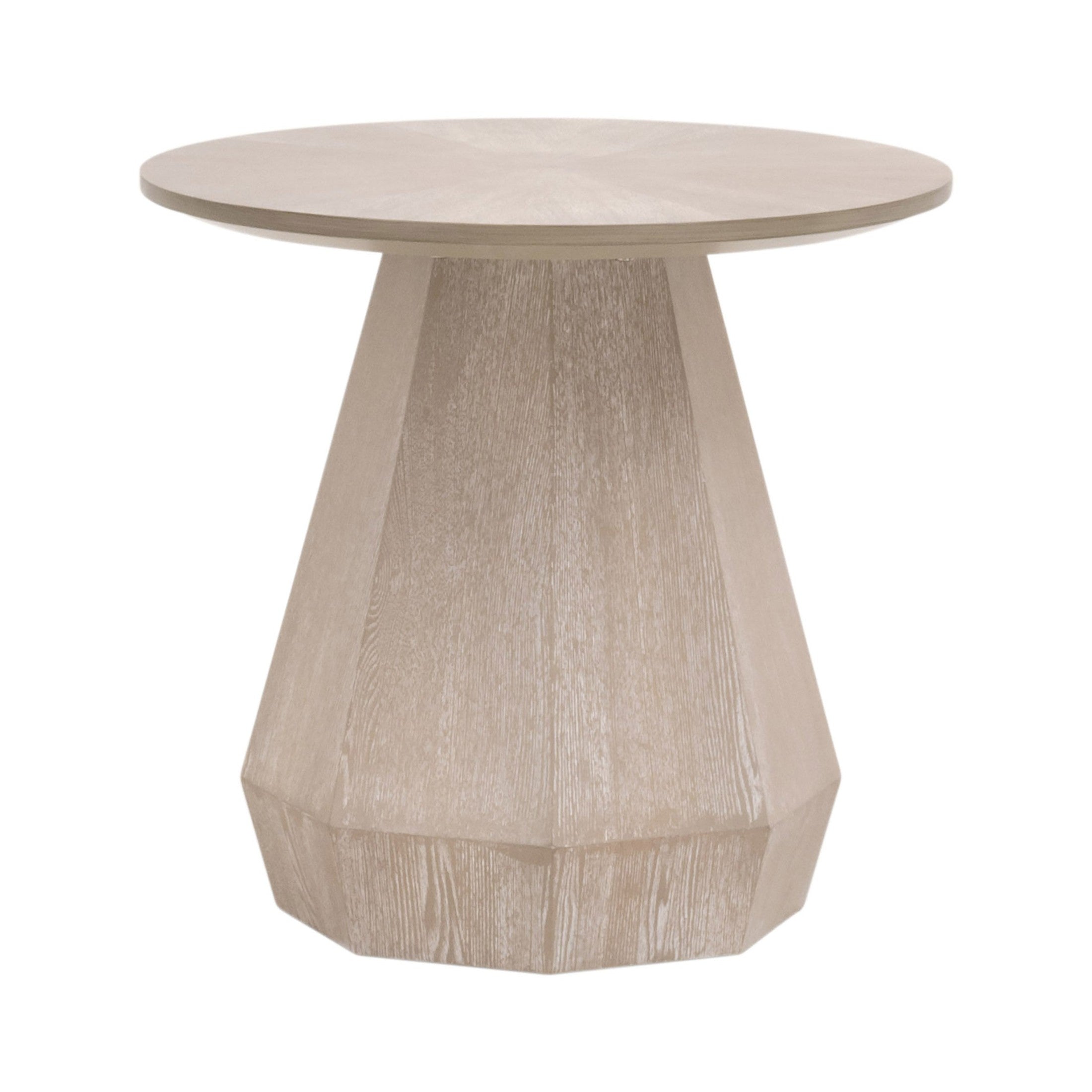 Essentials for Living Coulter End Table with tapered octagon base in light ash wood finish and round tabletop