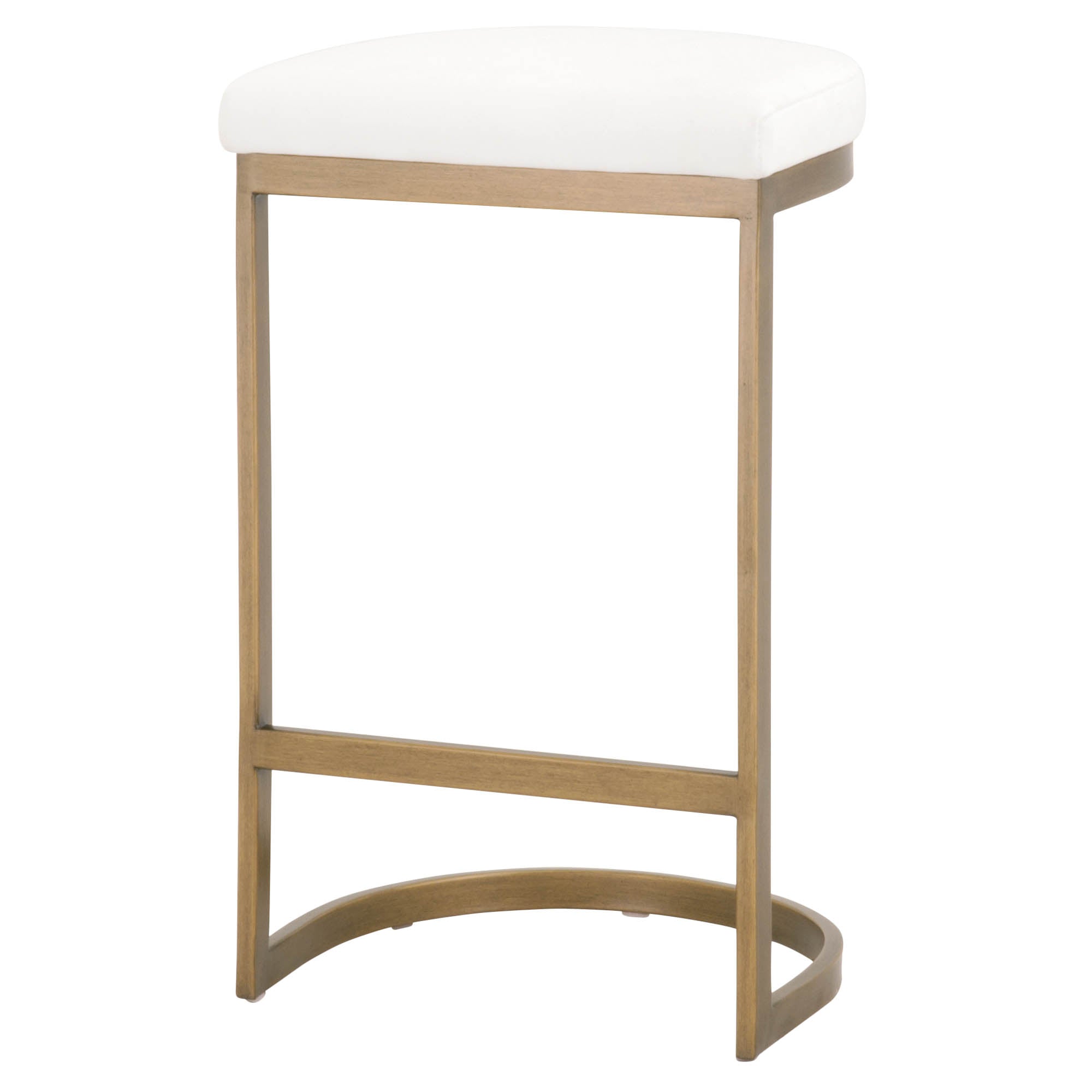 Modern Cresta counter stool with white upholstered seat and wooden cantilever base ideal for compact dining spaces