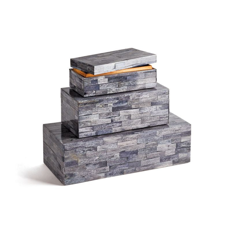  Set of Three Derek Decorative Box Set Finished with Grey Color