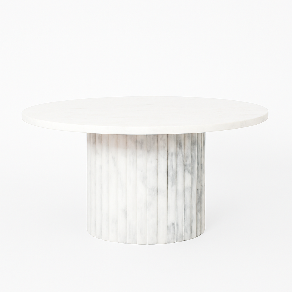 Francine Coffee Table in 32-inch white marble with round, modern design