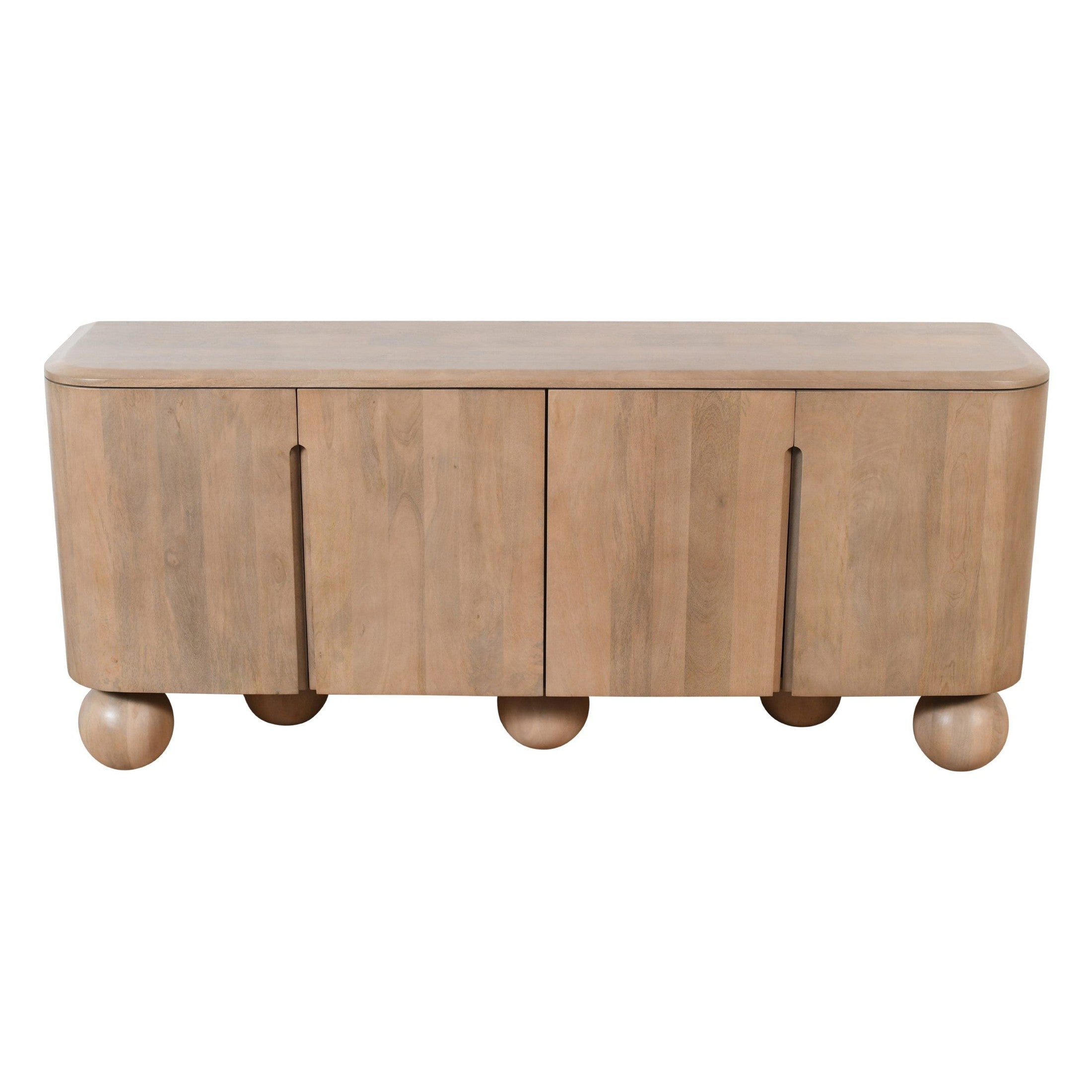 GRETCHEN SIDEBOARD in solid mango wood with natural finish and rounded legs, functional storage by GO HOME