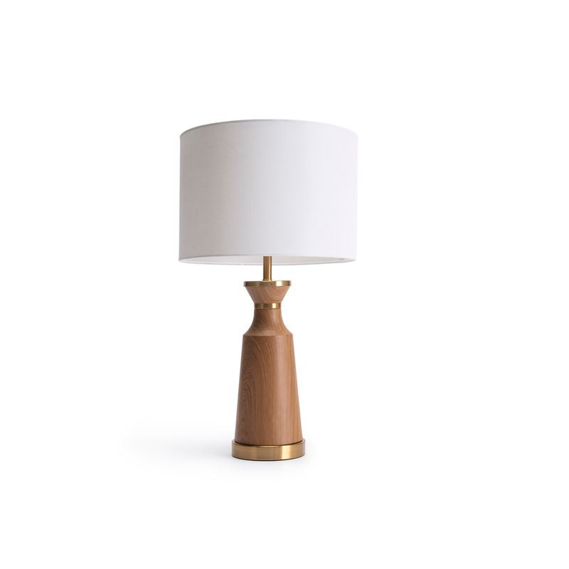 Gretta Table Lamp  Finish  Brown Faux Wood Grain Base with White Shade