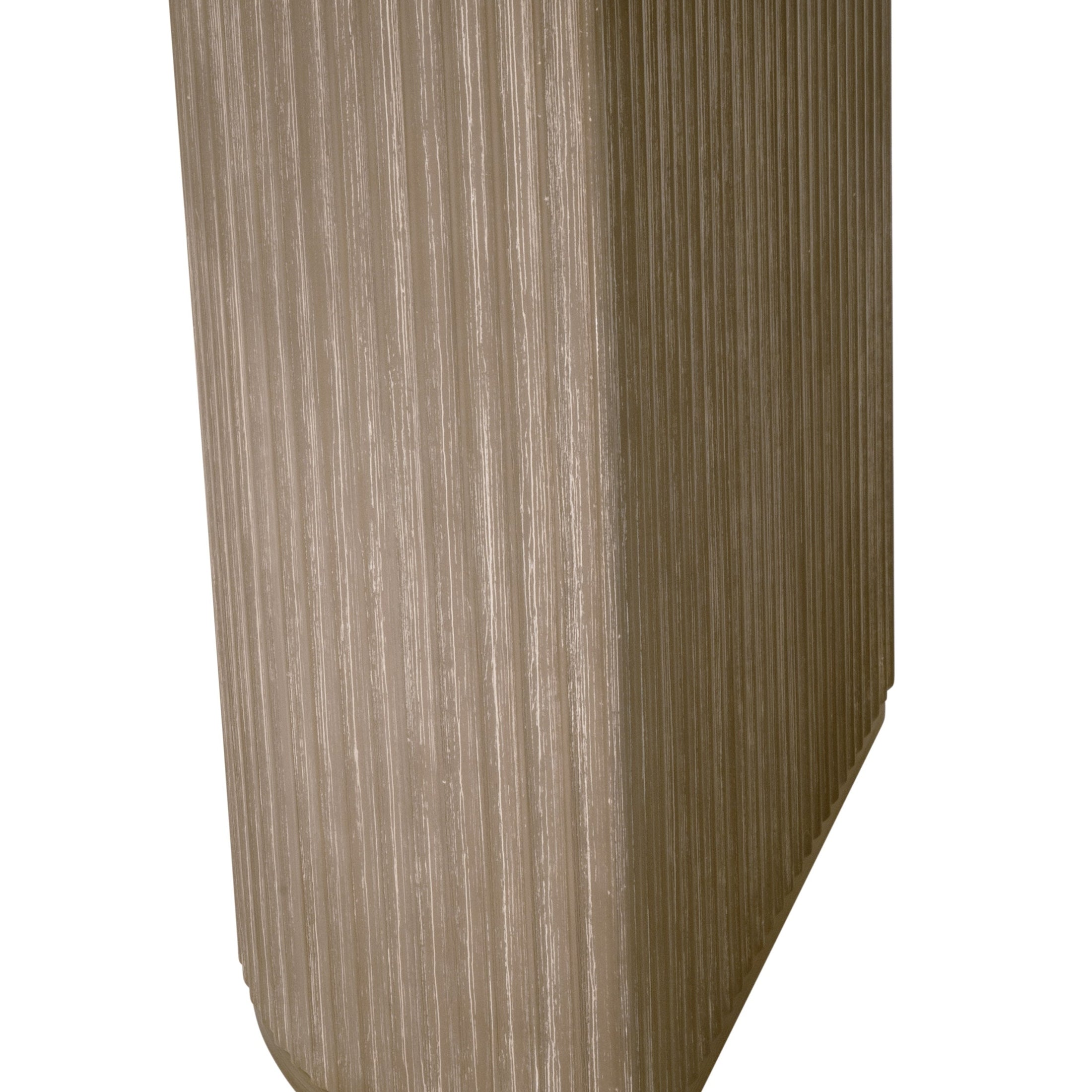 Close-up of the reeded double column pedestal base of the Halloway Extension Dining Table by Essentials for Living.