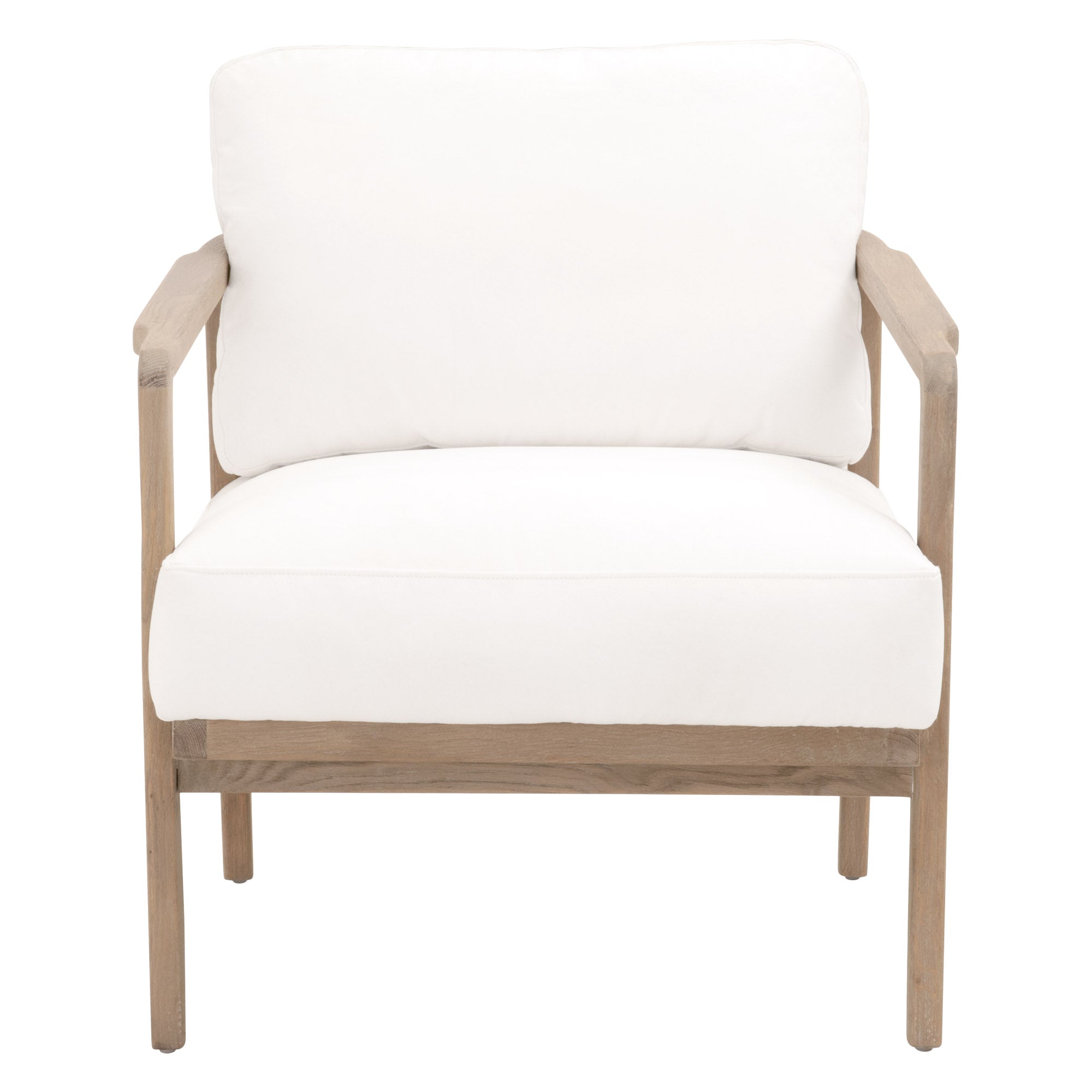 Essentials for Living Harbor Club Chair with smoke-gray oak frame and white cushioned seat in coastal style