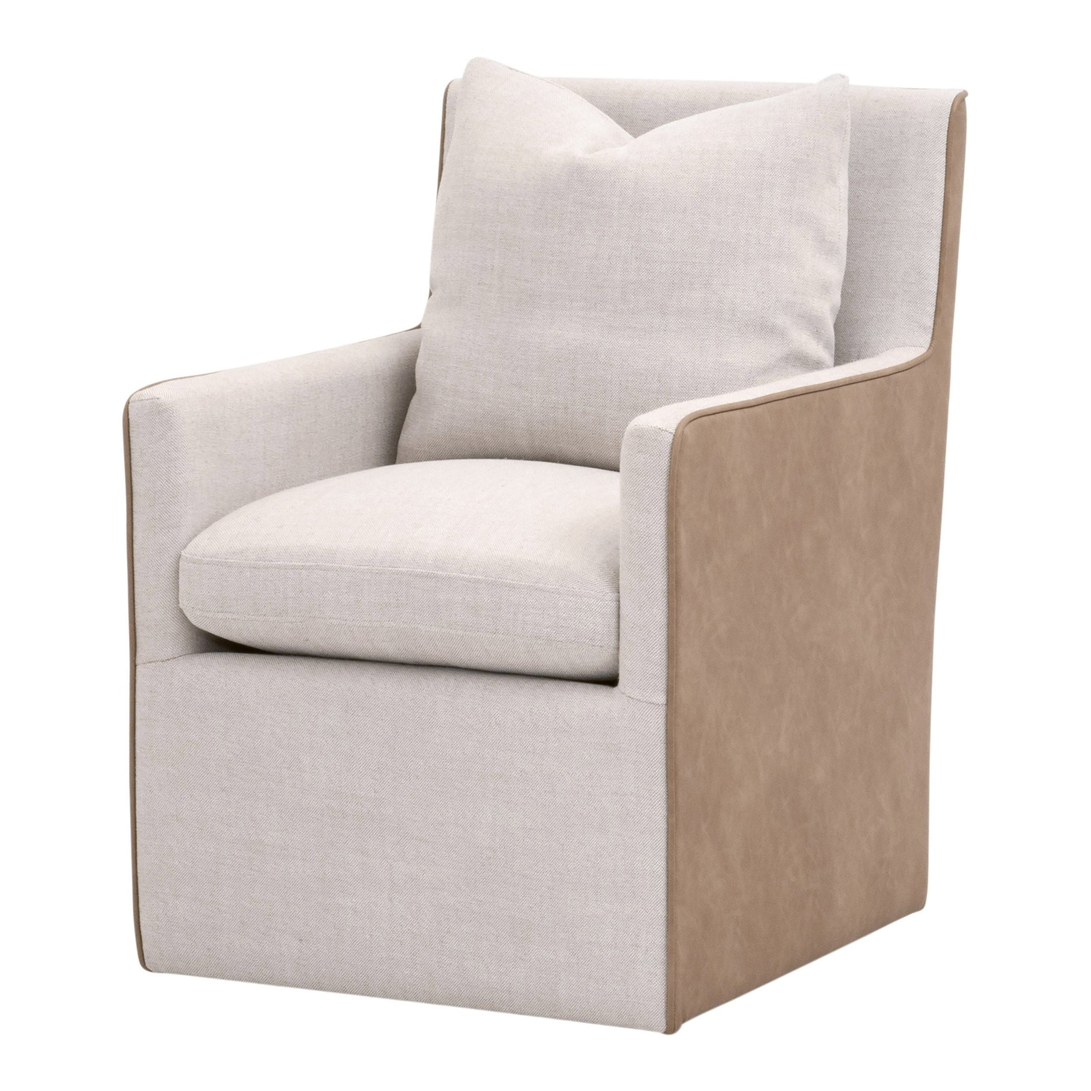 Essentials For Living Harmony Arm Chair with two-tone fabric upholstery and caster wheels for easy mobility and comfort