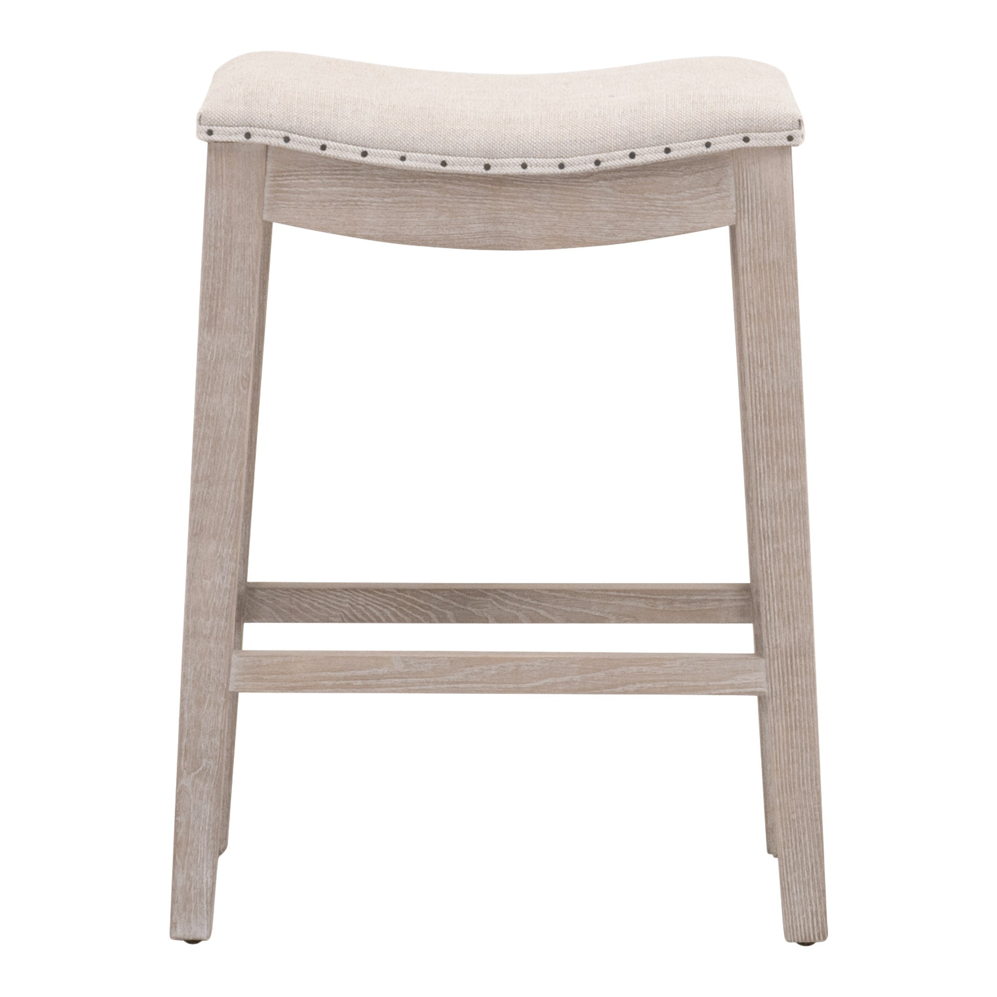 Harper Counter Stool with bisque French linen seat and gray ash wood frame by Essentials for Living