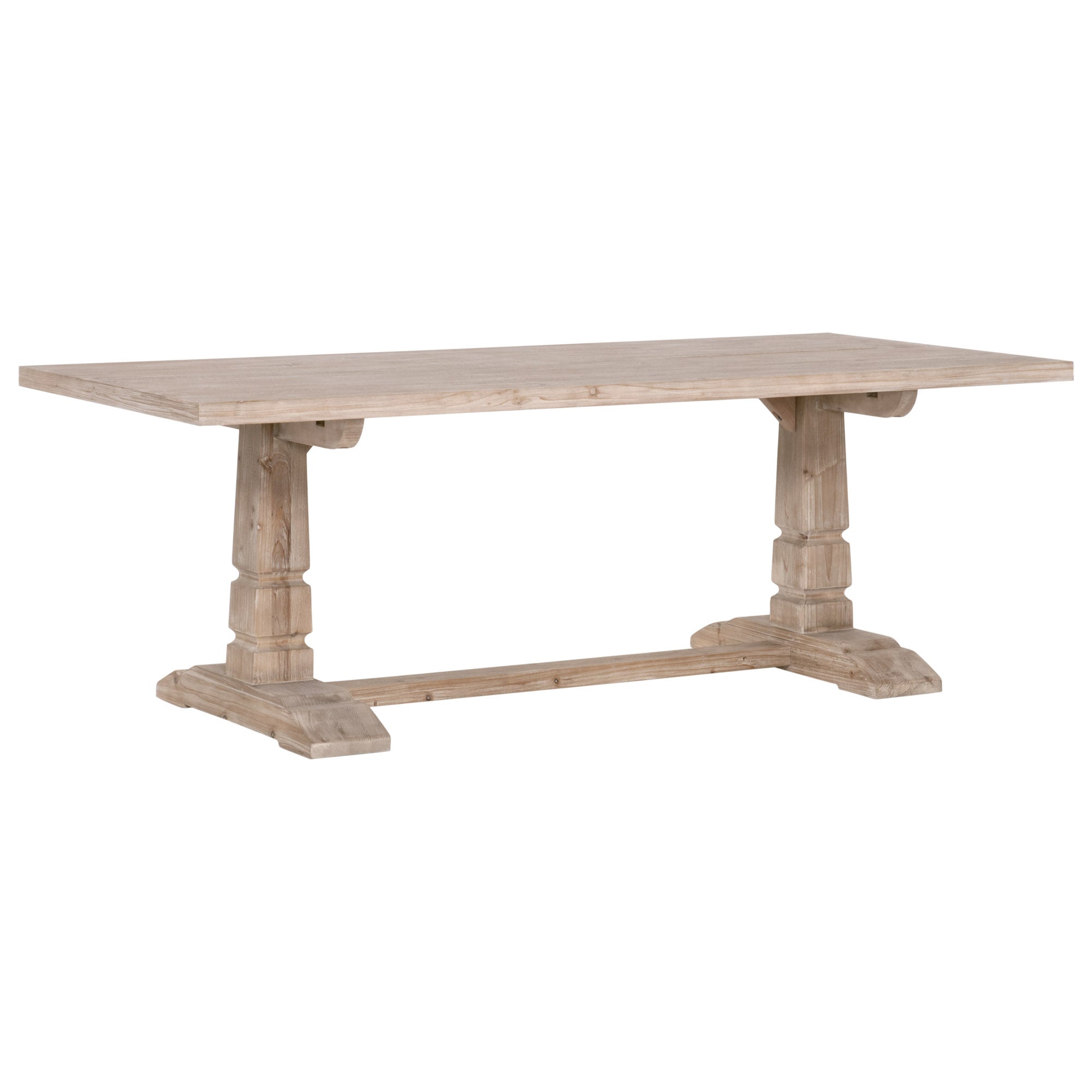 Hayes Extension Dining Table in reclaimed pine wood with trestle base by Essentials for Living