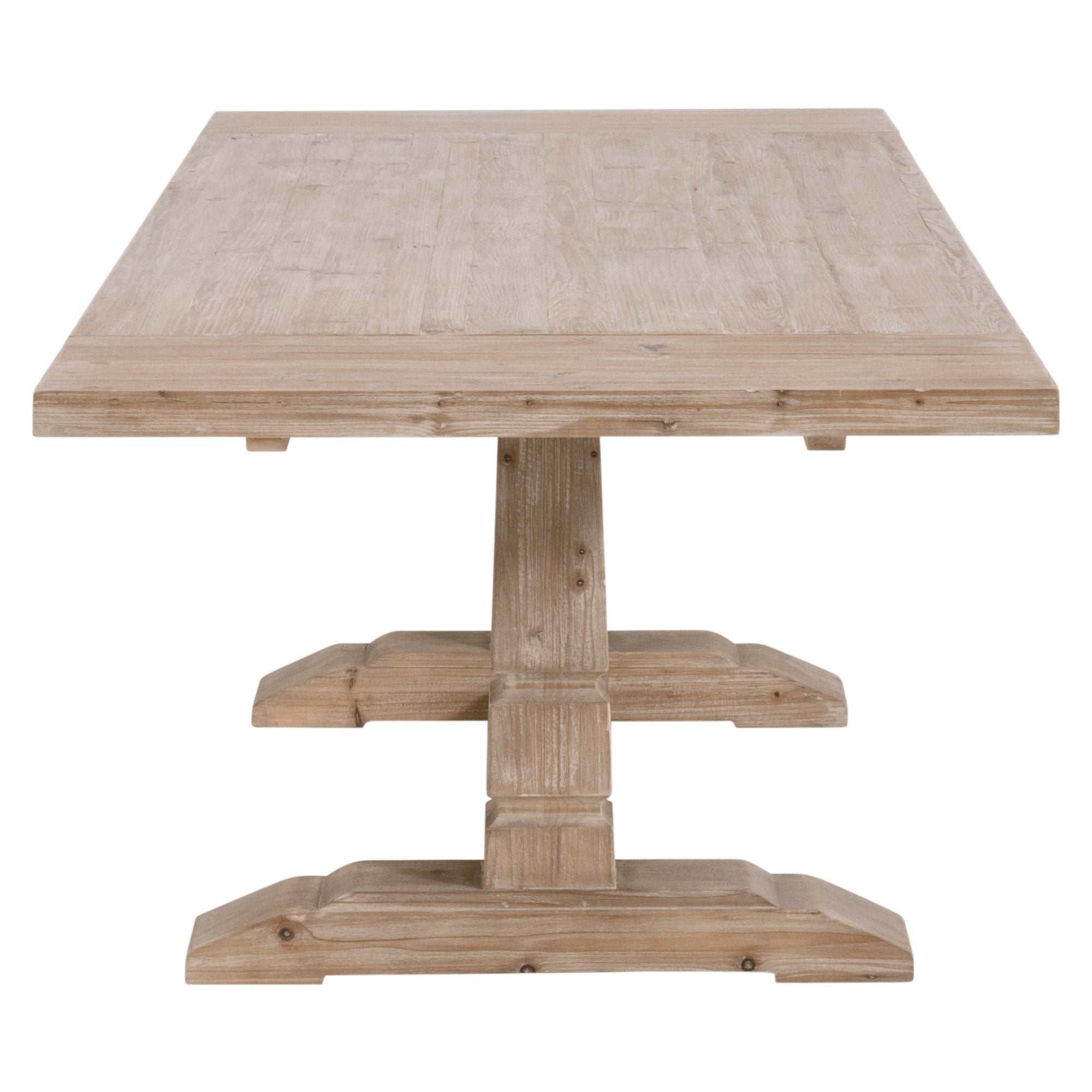Hayes Extension Dining Table with trestle base in reclaimed pine wood finish by Essentials for Living