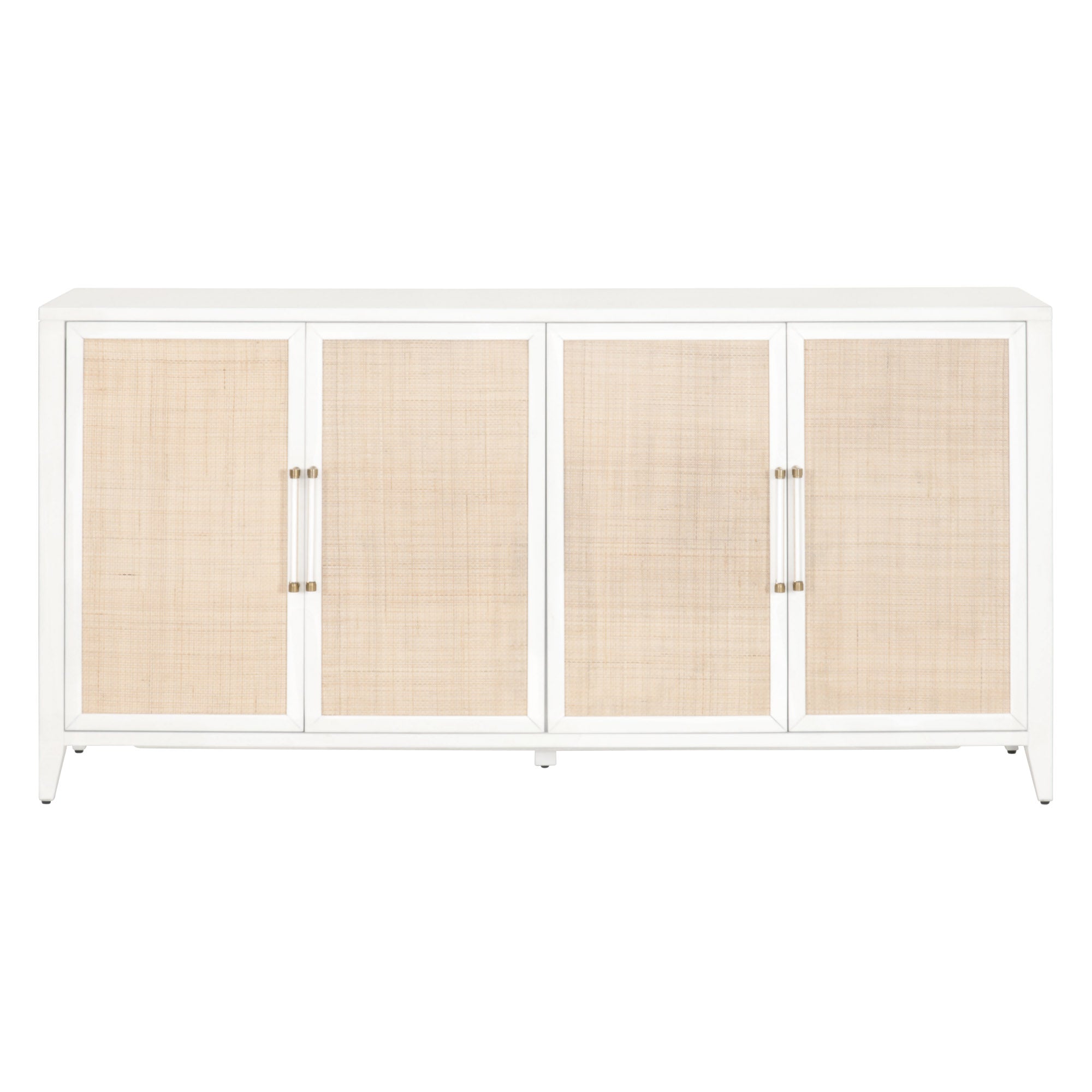 Holland Media Sideboard with matte white frame and natural rattan doors by Essentials for Living