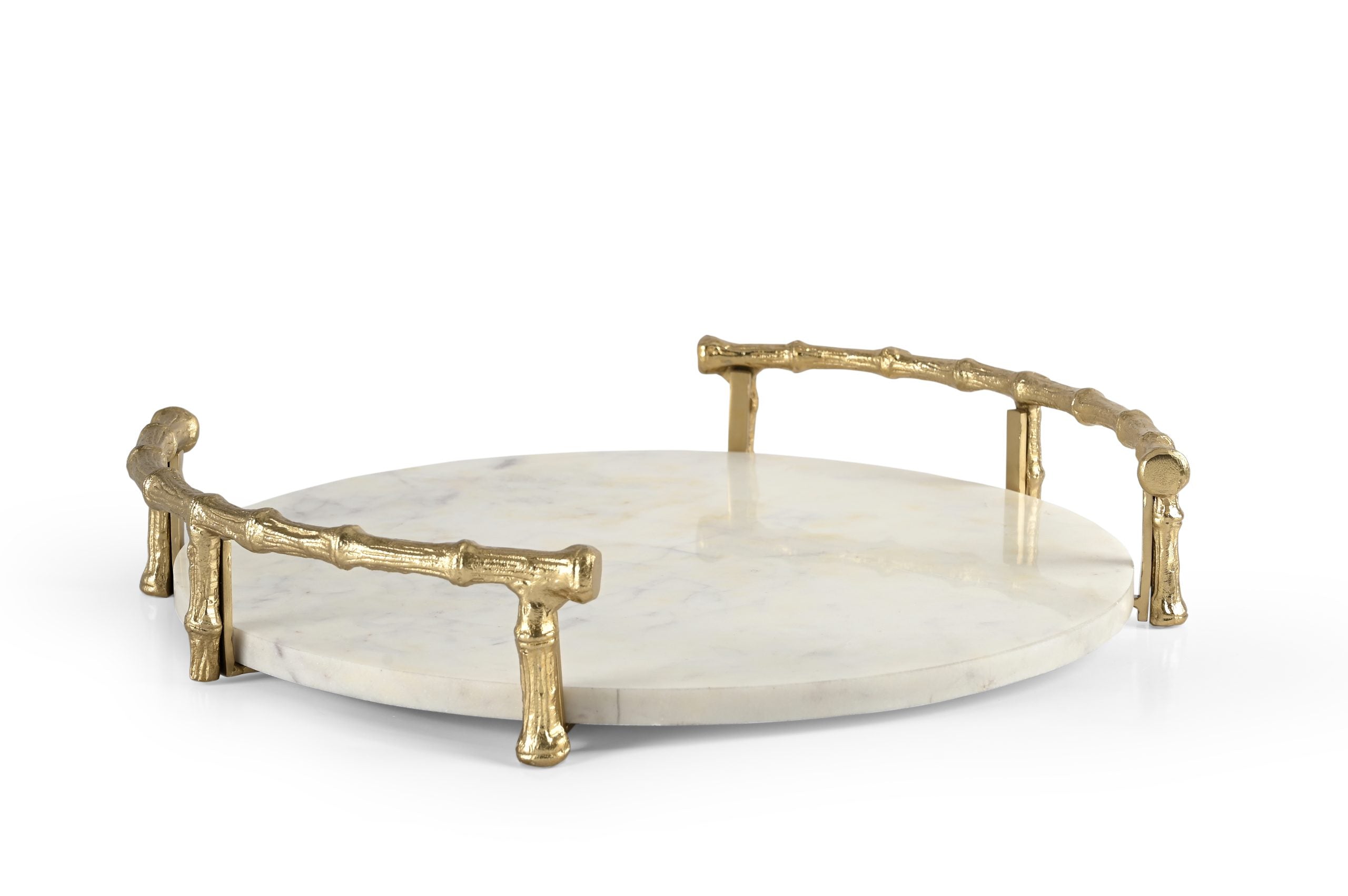 Jade Tray with white marble base and gold metal frame in modern square design