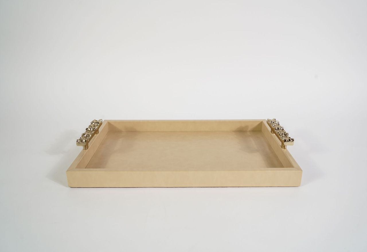 Kensington Decorative Tray Set with woven faux leather texture and modern design