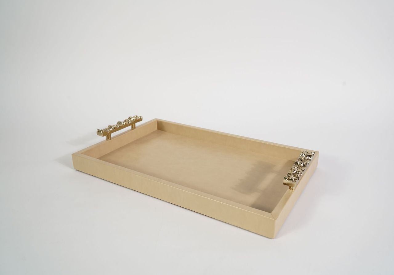 Kensington Decorative Tray Set with woven faux leather texture and modern design