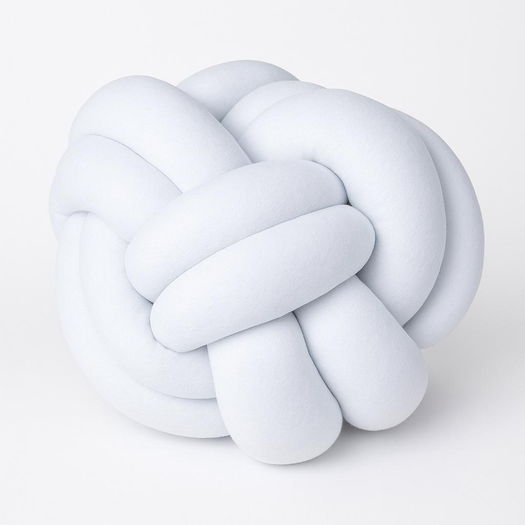 Knotty Pillows set of 2 in white and taupe with soft sculptural knot design