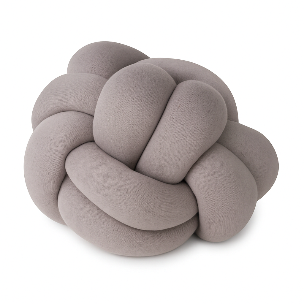 Knotty Pillows set of 2 in white and taupe with soft sculptural knot design