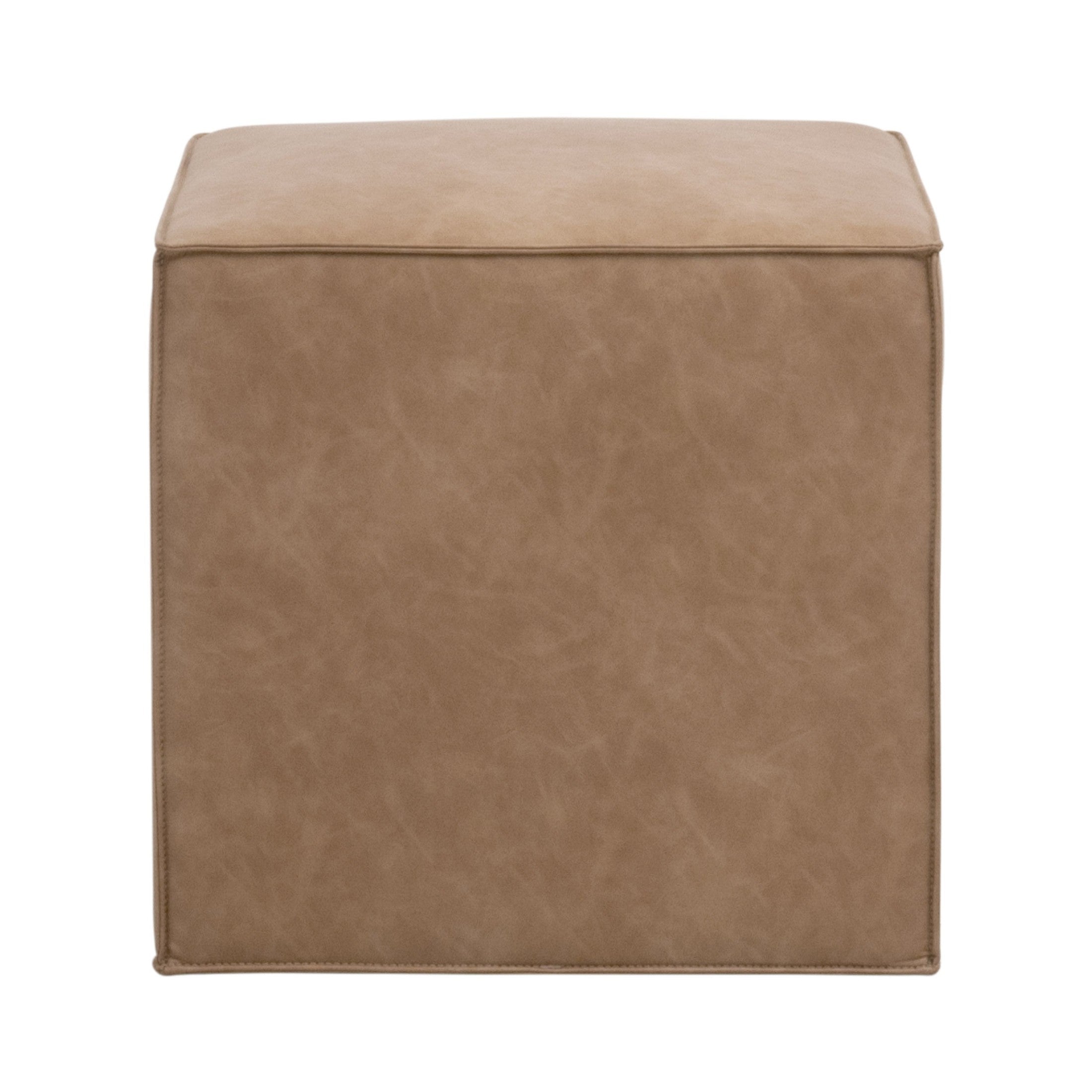 Knox Accent Cube by Essentials For Living in tan upholstery, compact versatile piece for seating or footrest