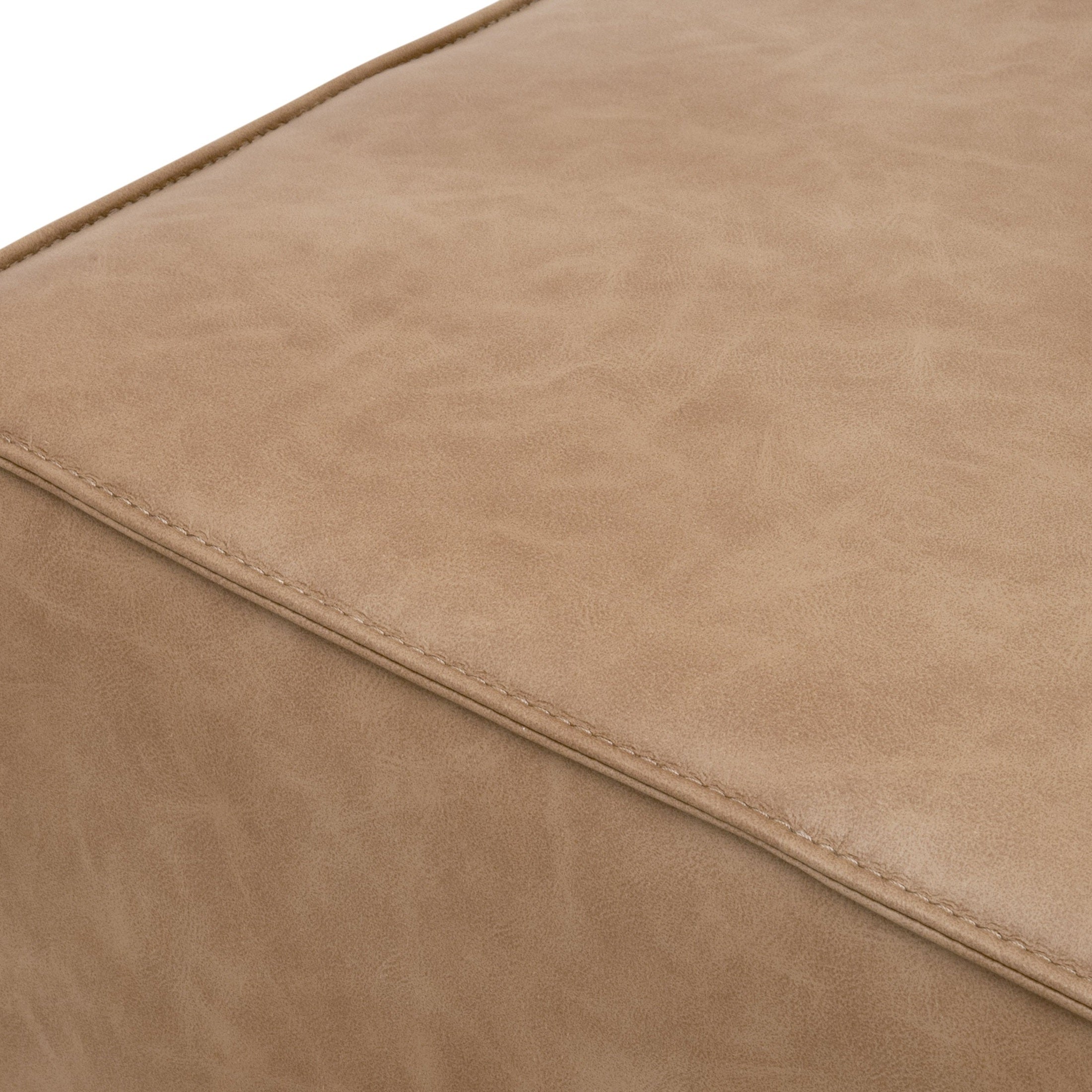 Close-up of taupe Knox Accent Cube upholstery showing soft texture and precise stitching details by Essentials for Living.
