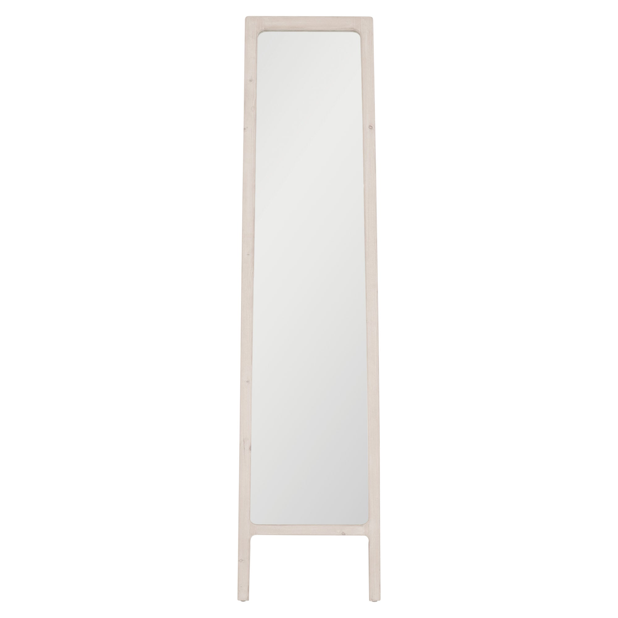 Tall narrow floor mirror with whitewashed reclaimed pine frame, tapered design, Laney Mirror by Essentials For Living