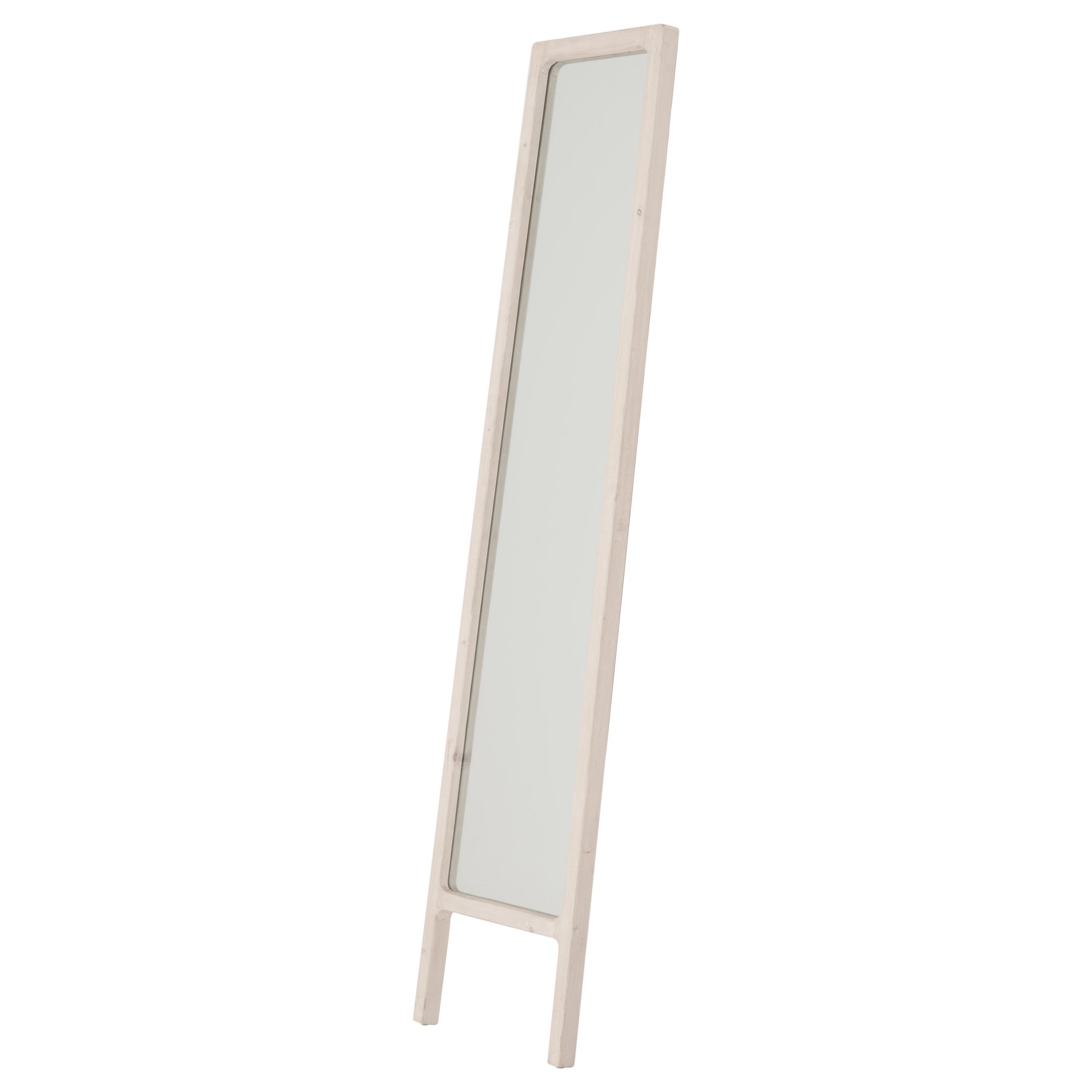Tall narrow Laney Mirror with whitewashed reclaimed pine wood frame by Essentials for Living