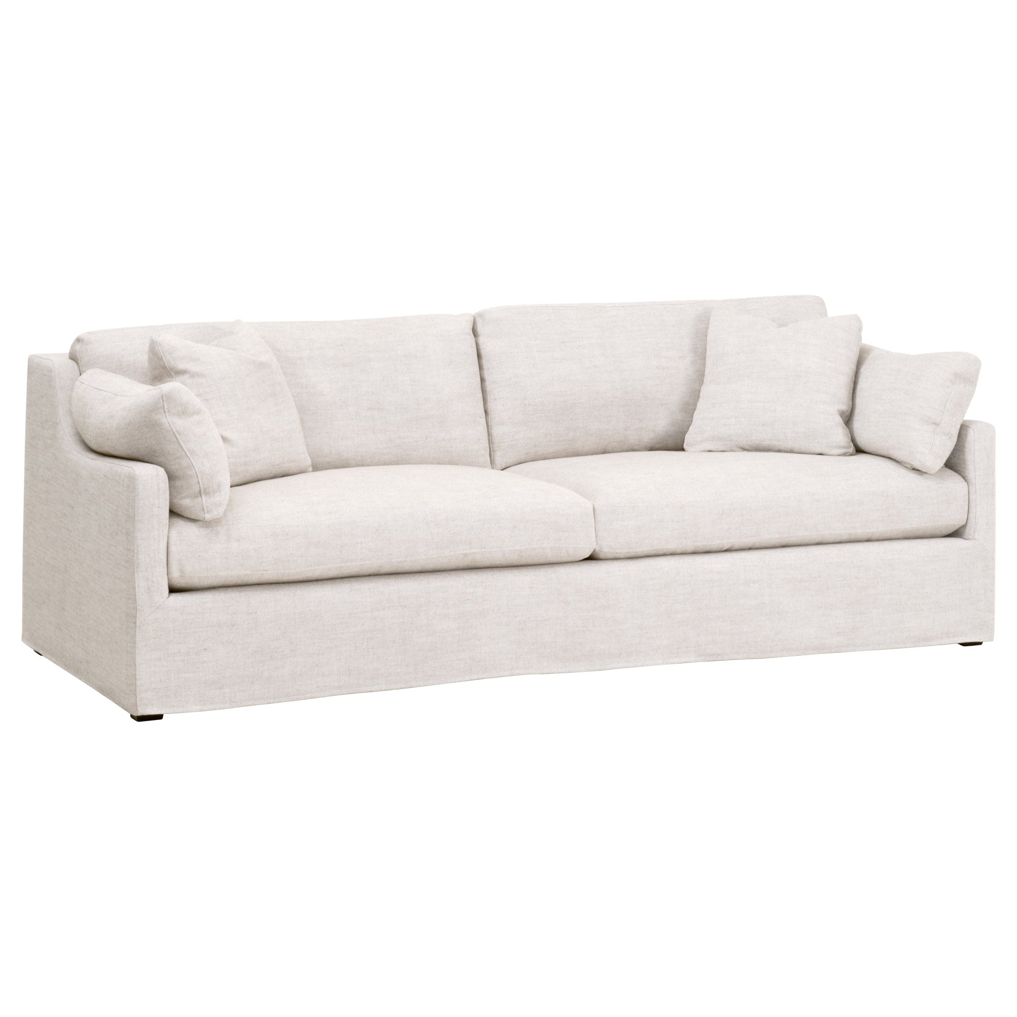 Lena 95" Slope Arm Slipcover Sofa in light beige linen-blend fabric with removable covers by Essentials for Living