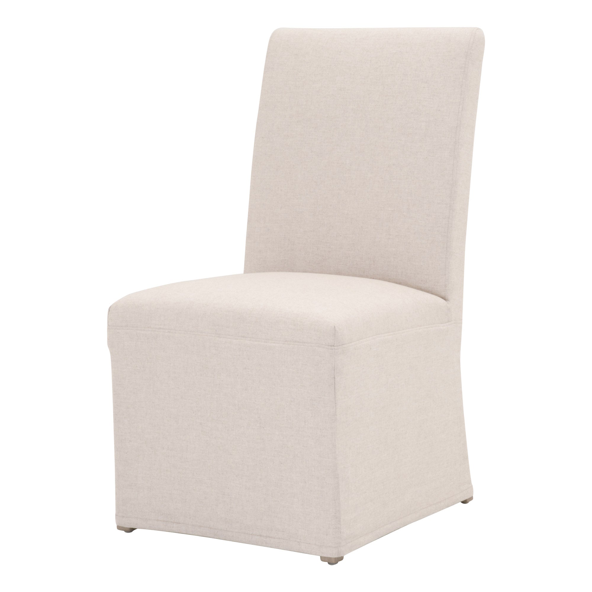 Essentials For Living Levi slipcover dining chair in soft neutral fabric with solid birch wood base and modern silhouette