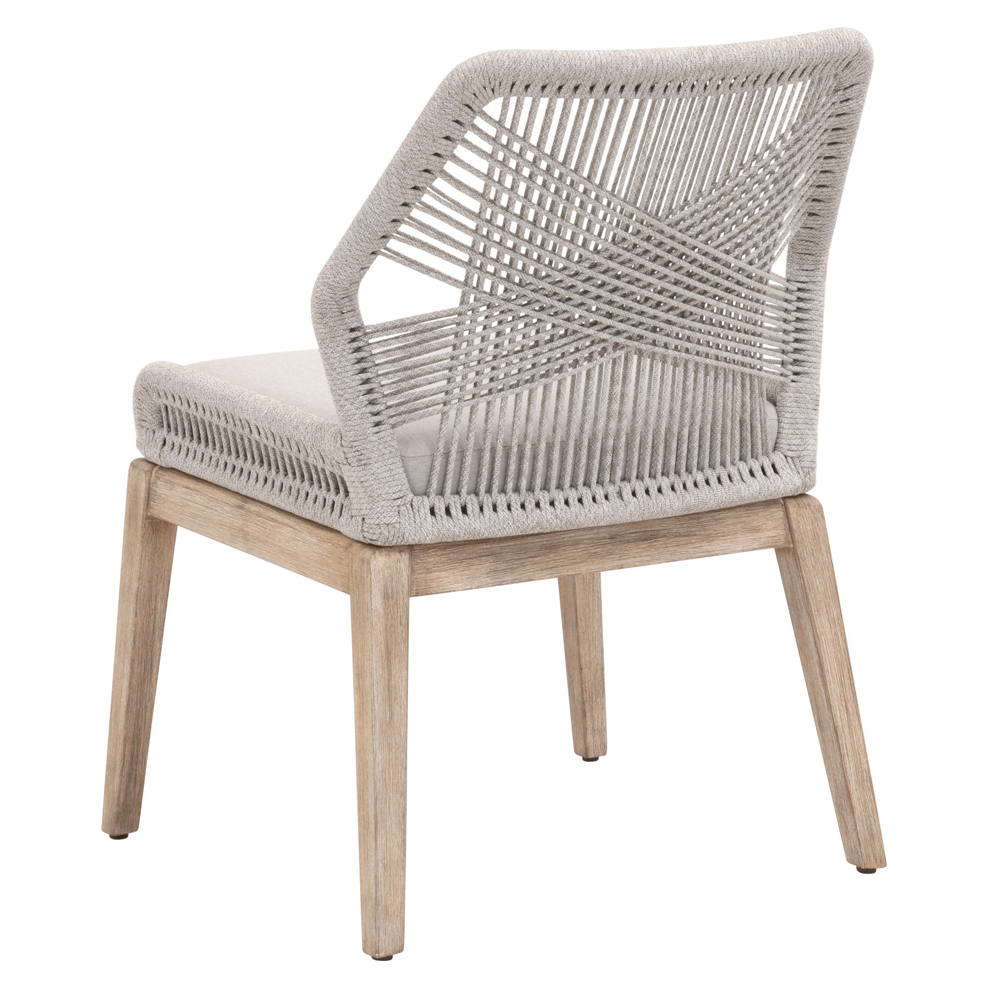 Essentials for Living Loom Dining Chair with handwoven taupe and white rope and natural gray wood legs