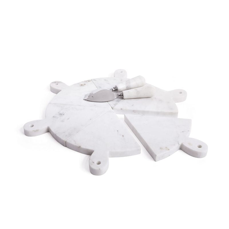 Luigi Marble Pizza Board Set  Finished in White Marble
